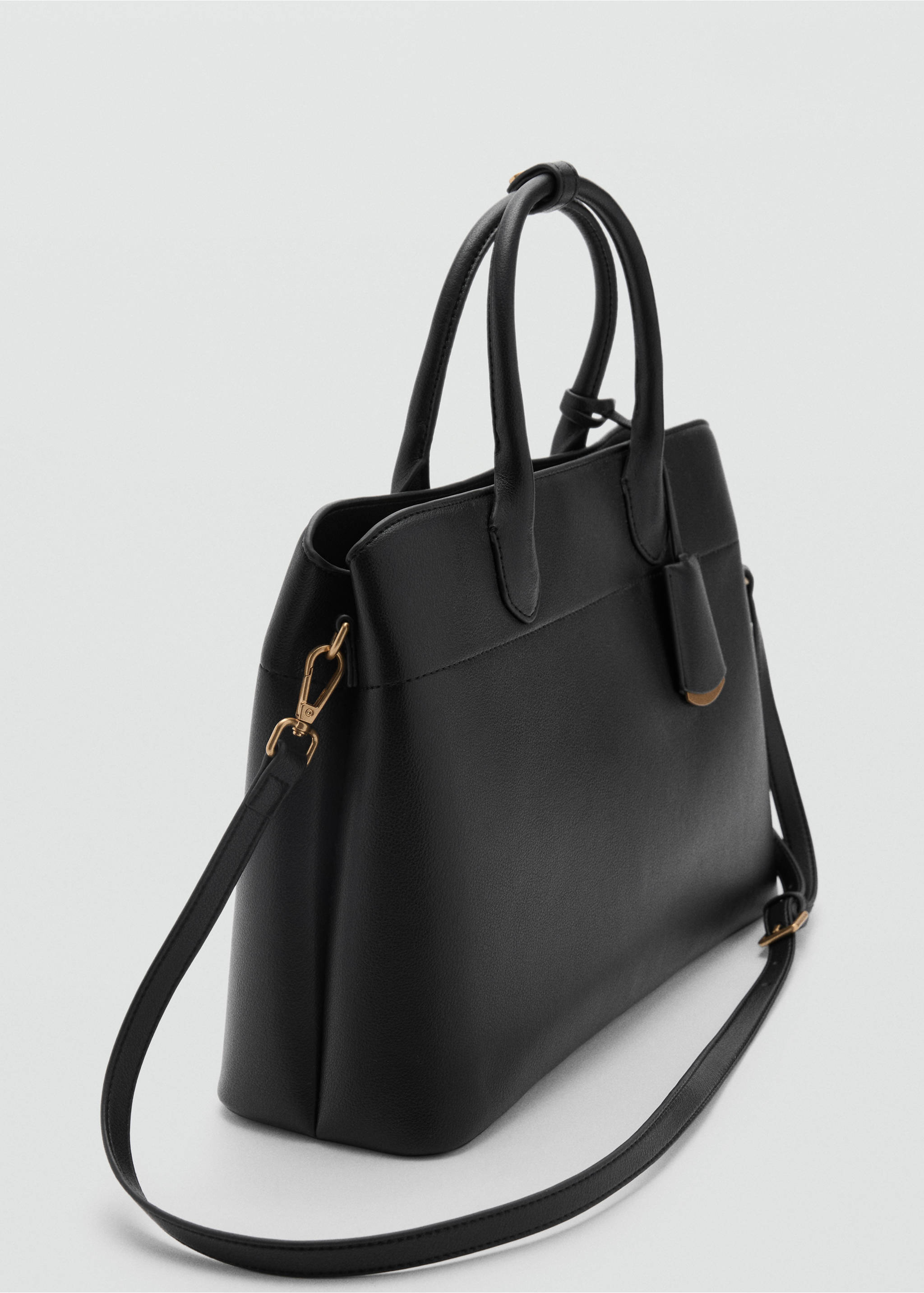 Shopper bag with double handle - Medium plane, Black. Ref: 87020395-00.