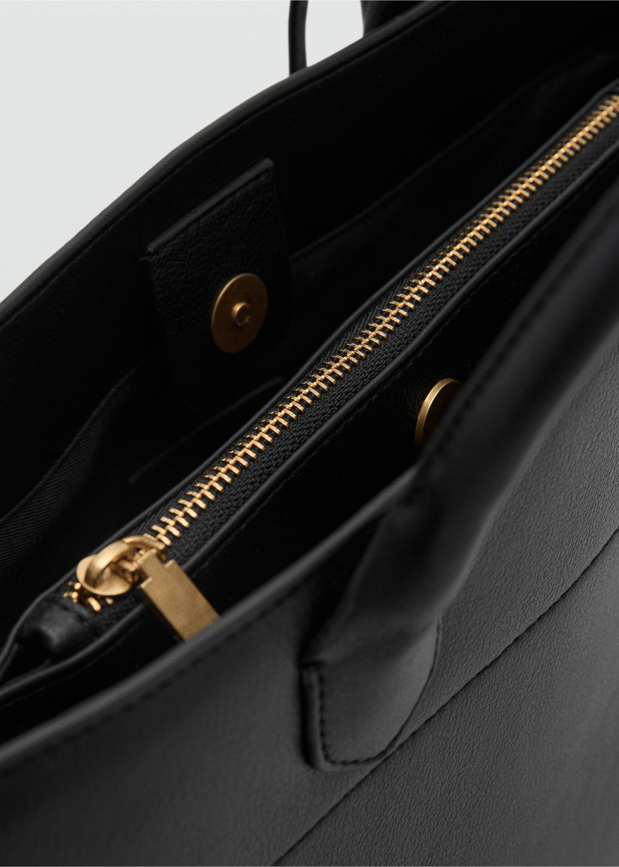 Shopper bag with double handle - Details of the article 1, Black. Ref: 87020395-00.