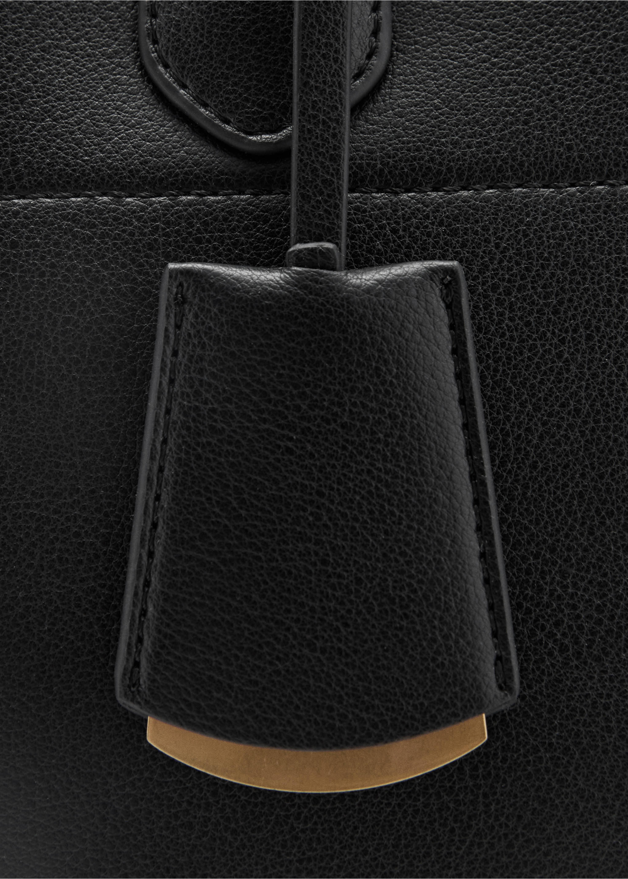 Shopper bag with double handle - Details of the article 2, Black. Ref: 87020395-00.