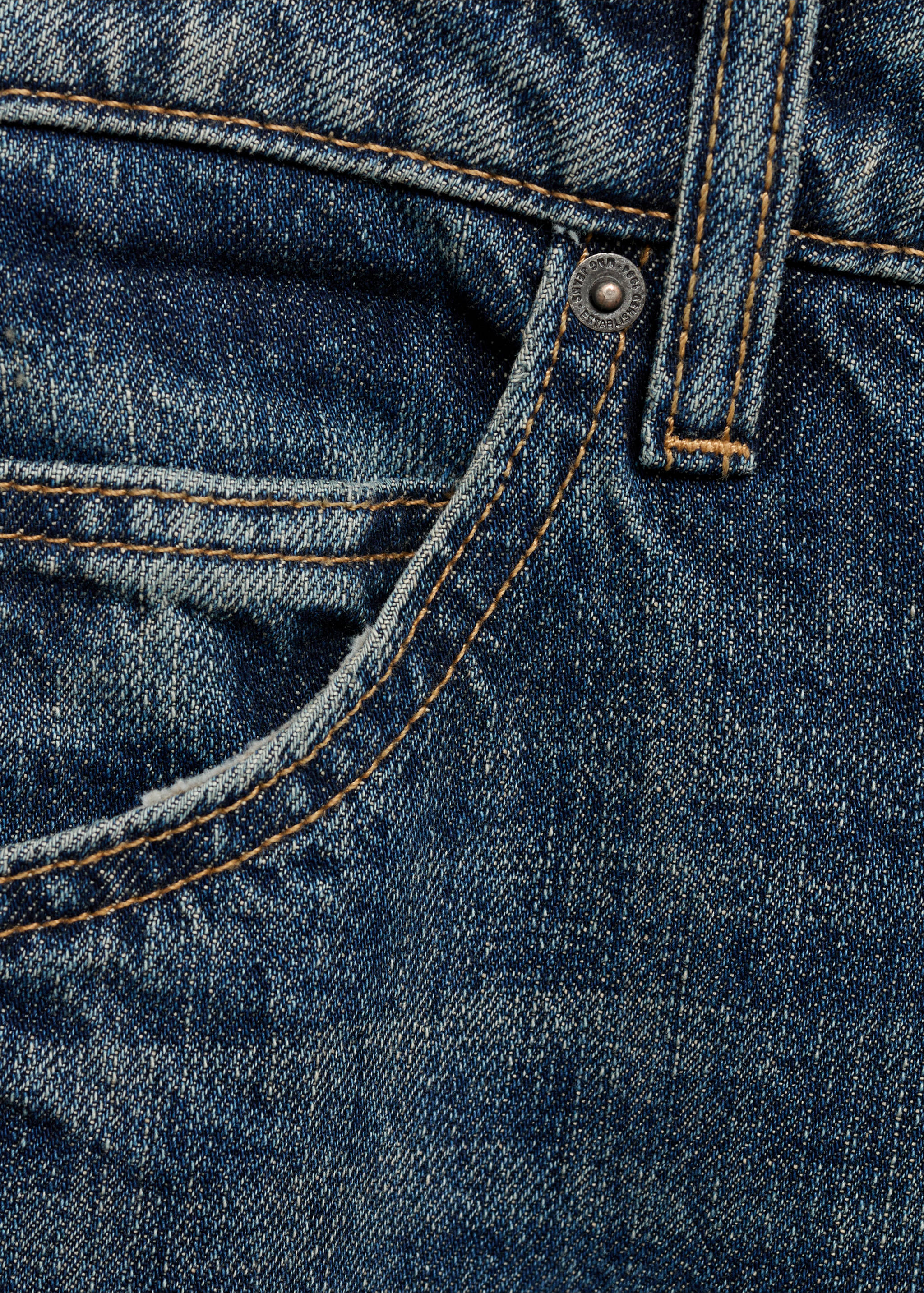 Mid-rise straight jeans - Details of the article 8, Dark Blue. Ref: 87020429-00.