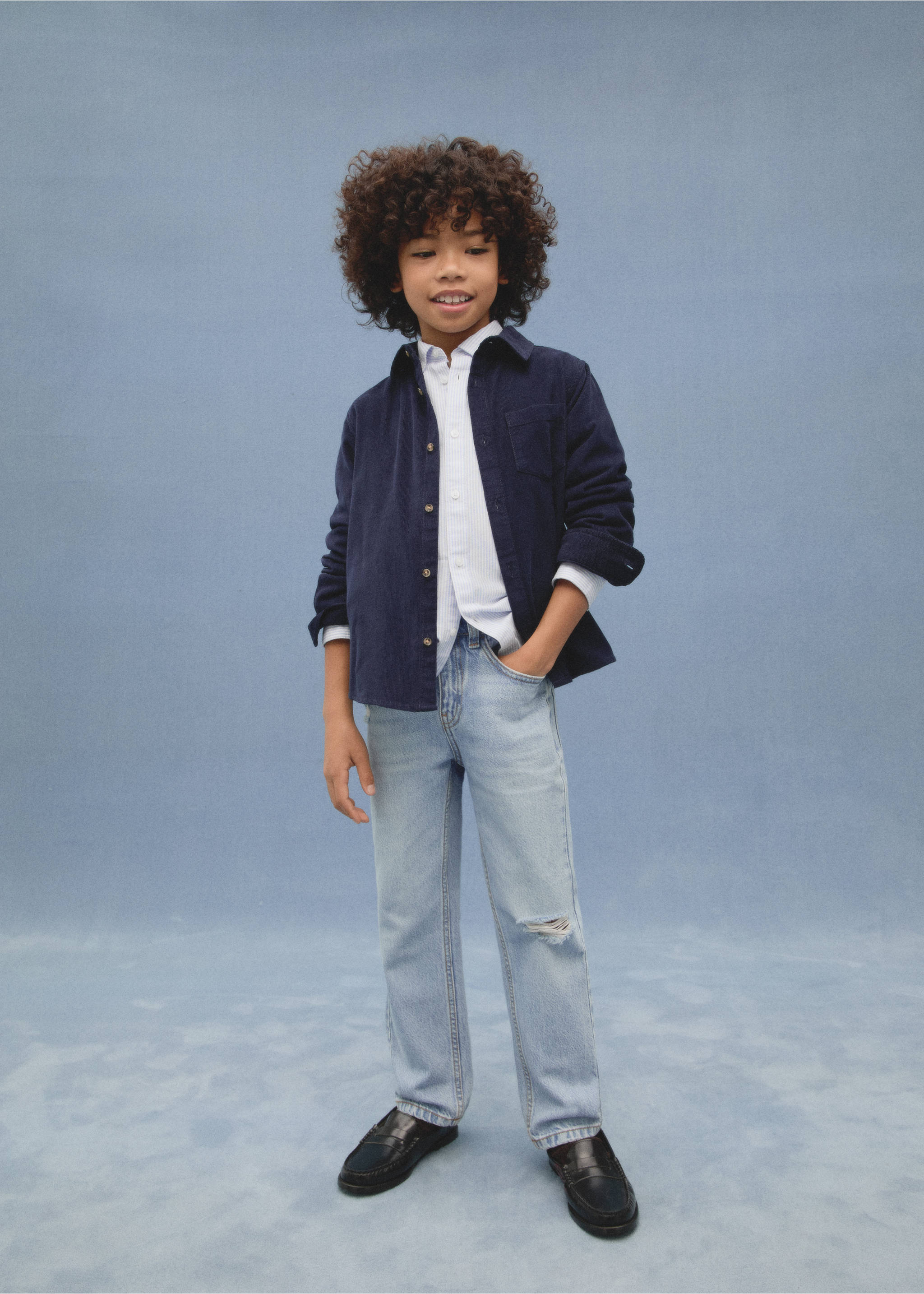 Chemise 100 % coton rayures Oxford - Détail de l'article 2, Bleu ciel. Ref: 87020432-00.