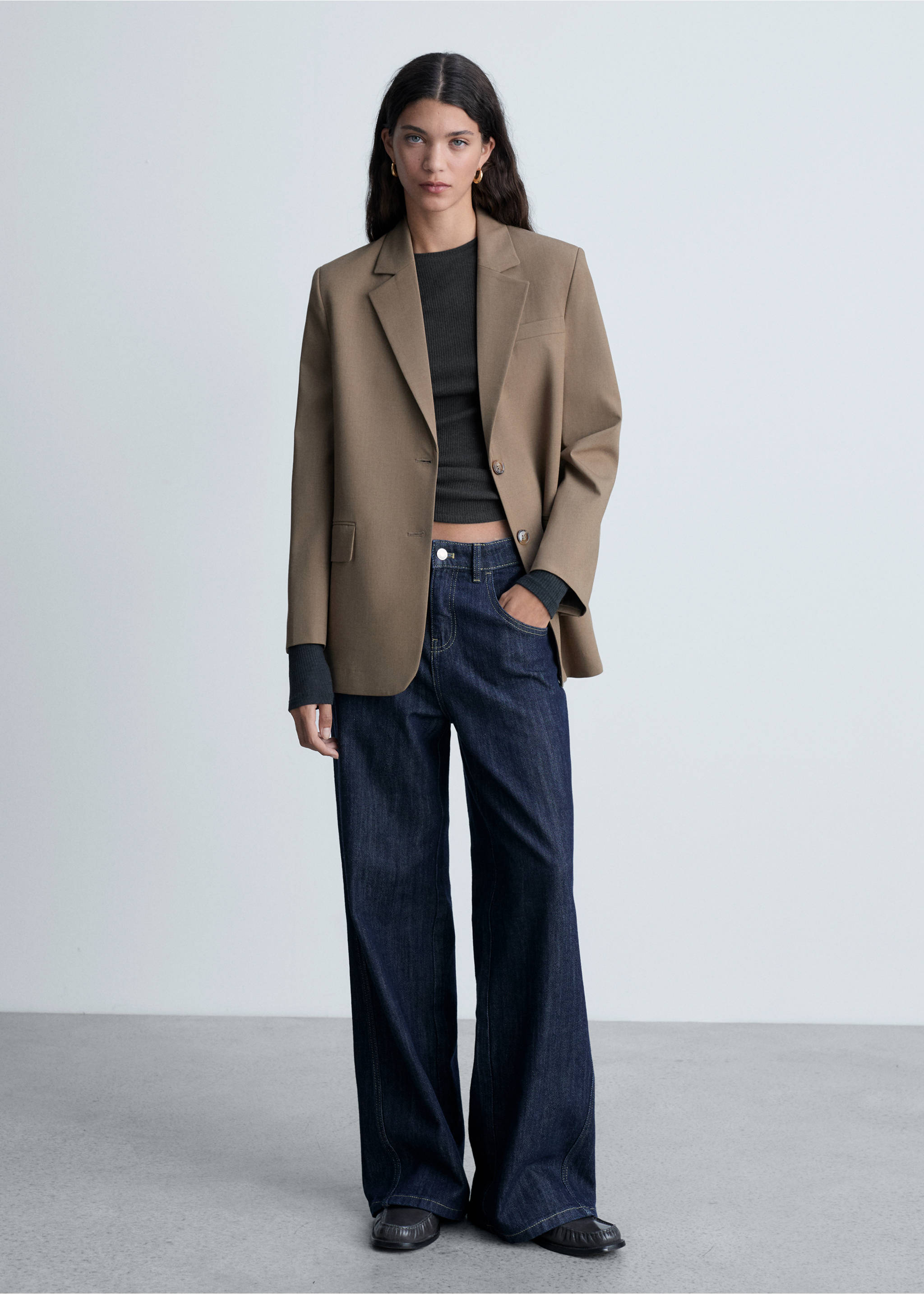 Samarreta màniga llarga canalé - Pla general, Gris antracita. Ref: 87020444-00.