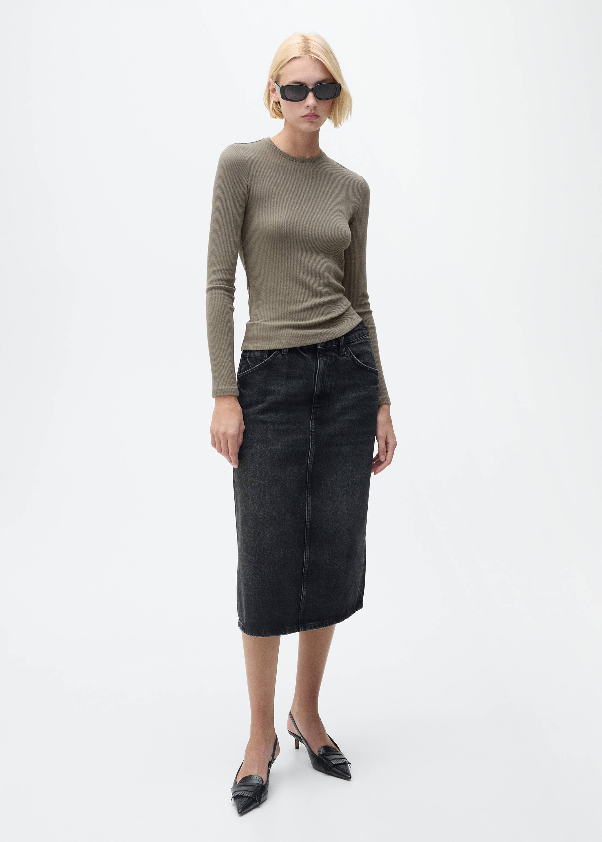 Camiseta manga larga canalé - Plano general