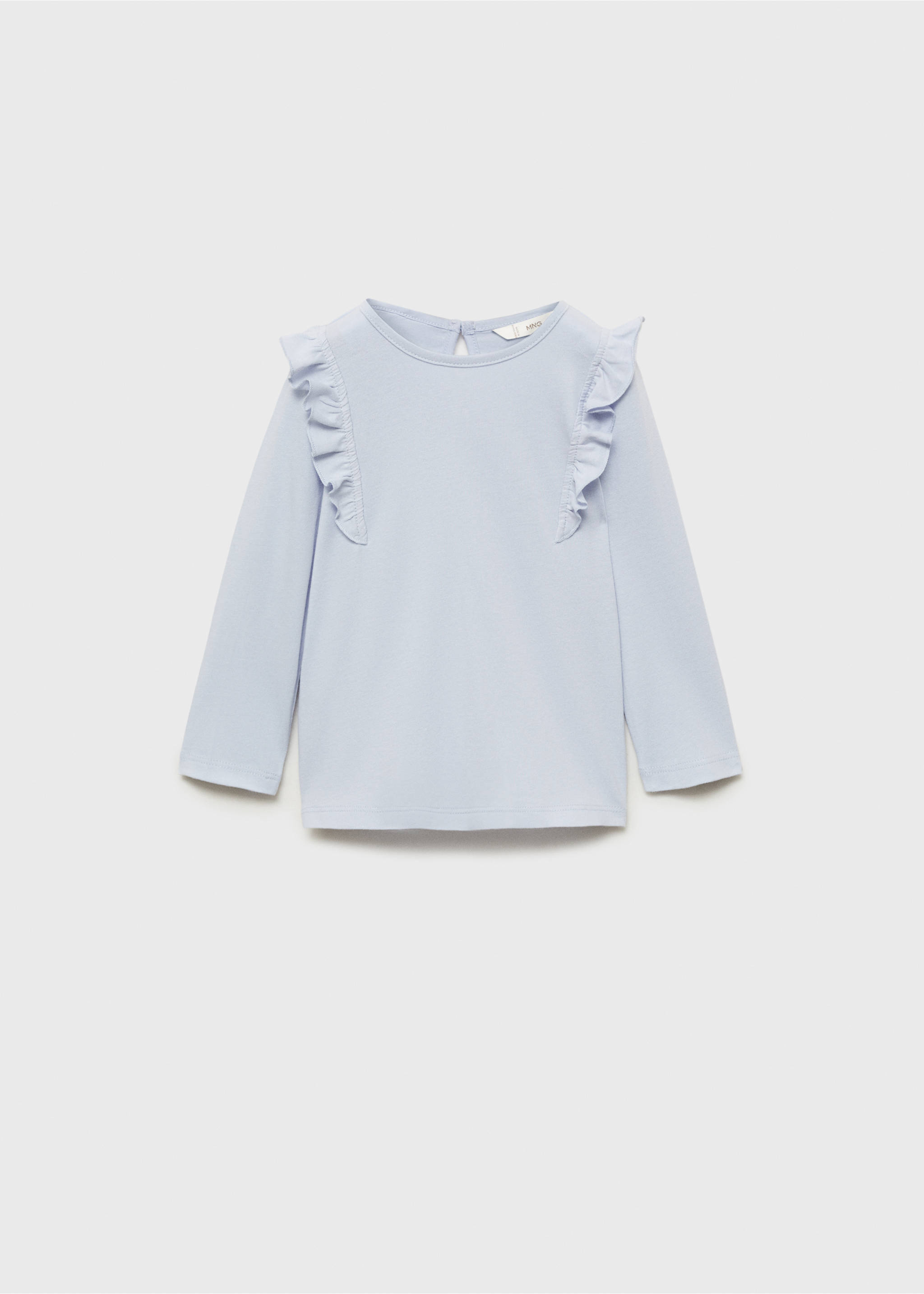 Long -sleeved t-shirt with ruffles - Article without model, Sky Blue. Ref: 87020446-00.