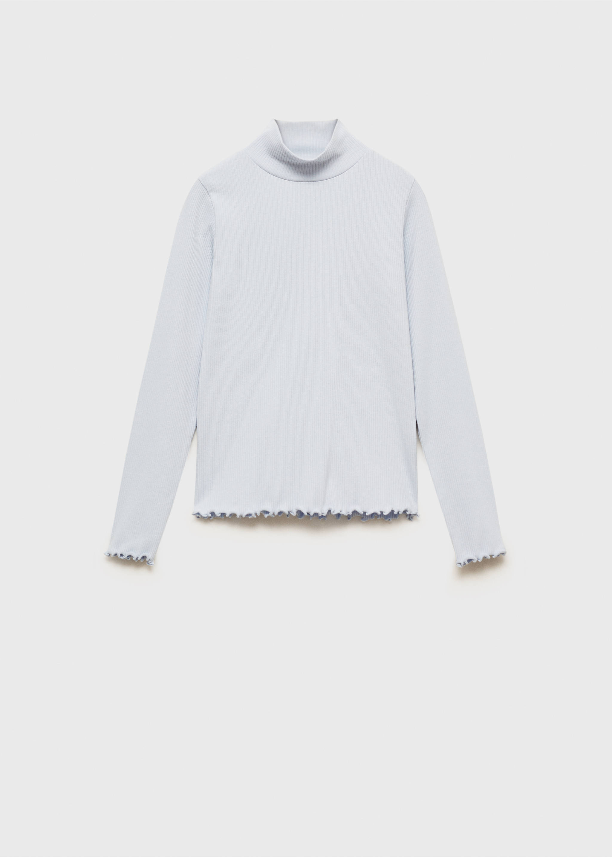 Geripptes T-Shirt mit hohem Kragen - Artikel ohne Model, Himmelblau. Ref: 87020447-00.