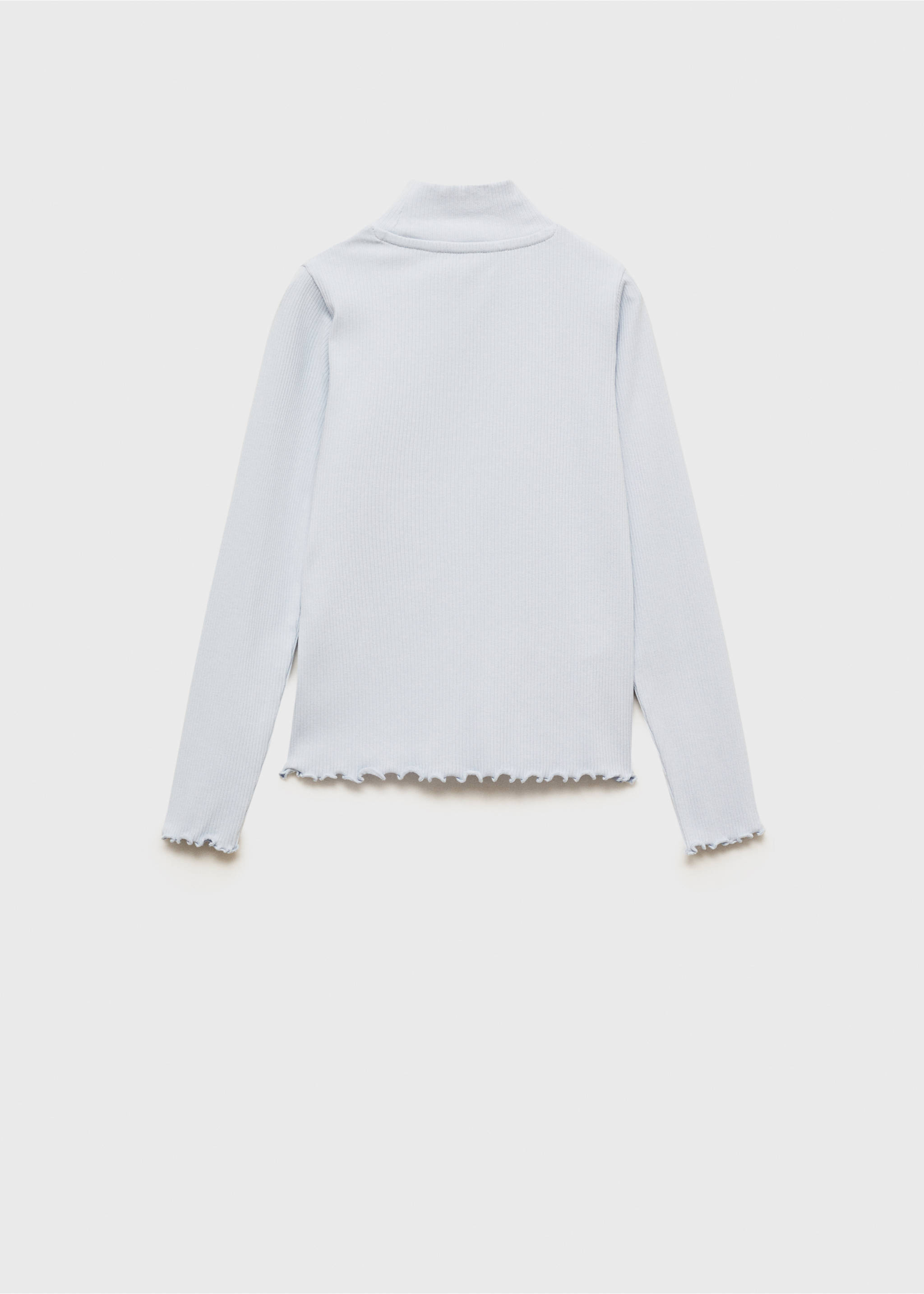 Geripptes T-Shirt mit hohem Kragen - Rückseite des Artikels, Himmelblau. Ref: 87020447-00.