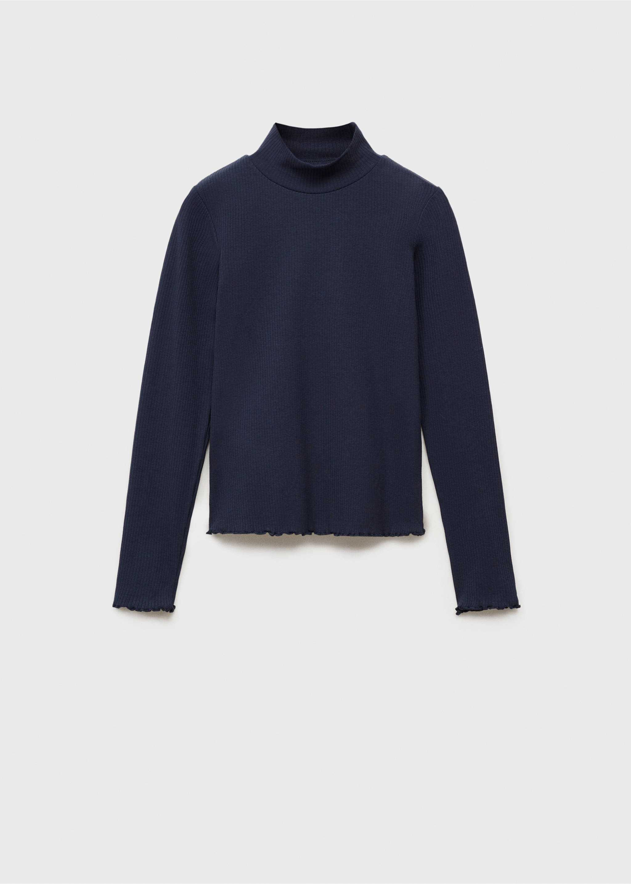 T-shirt côtelé col roulé - Article sans modèle, Bleu marine foncé. Ref: 87020447-00.