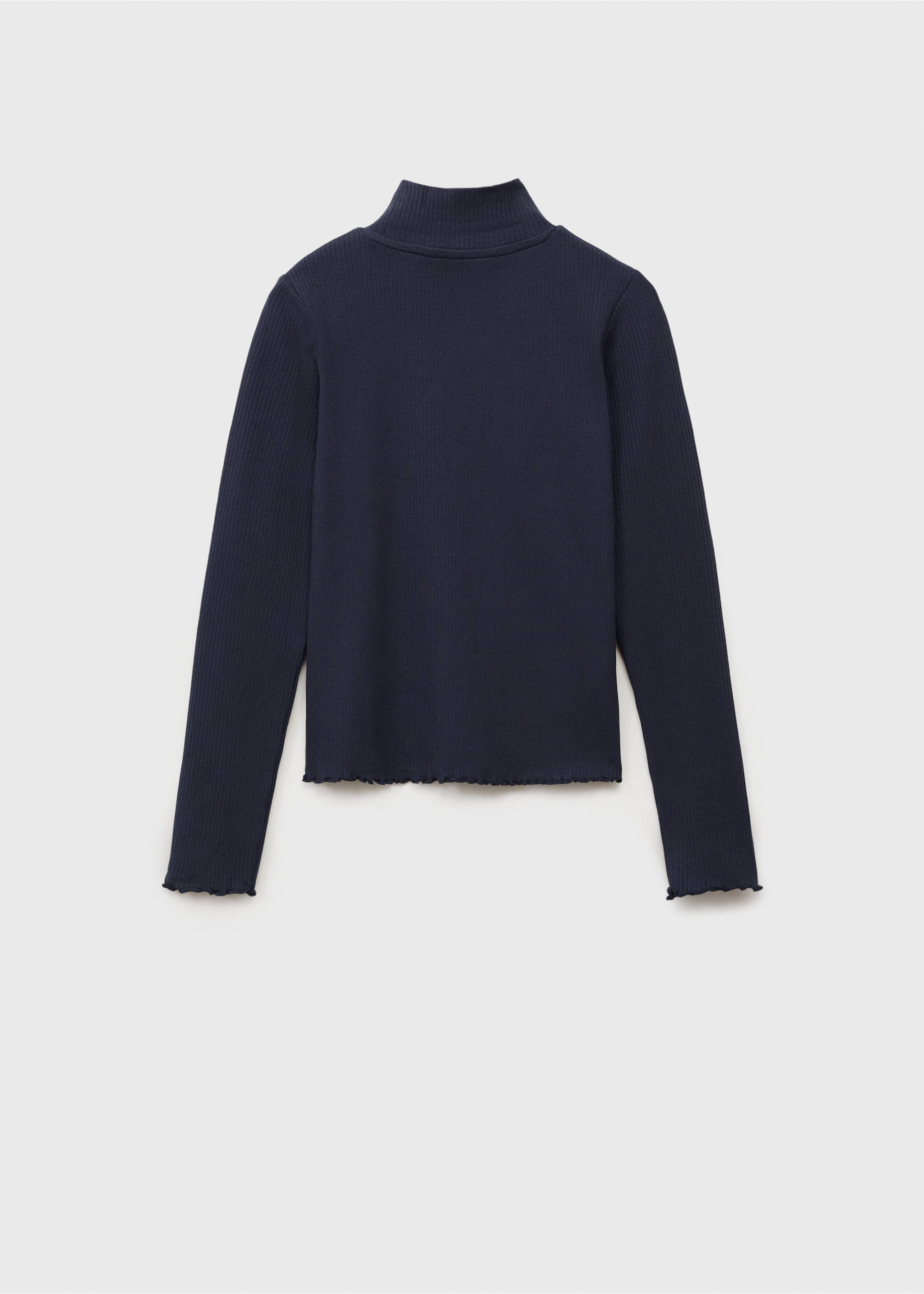 T-shirt côtelé col roulé - Verso de l’article, Bleu marine foncé. Ref: 87020447-00.