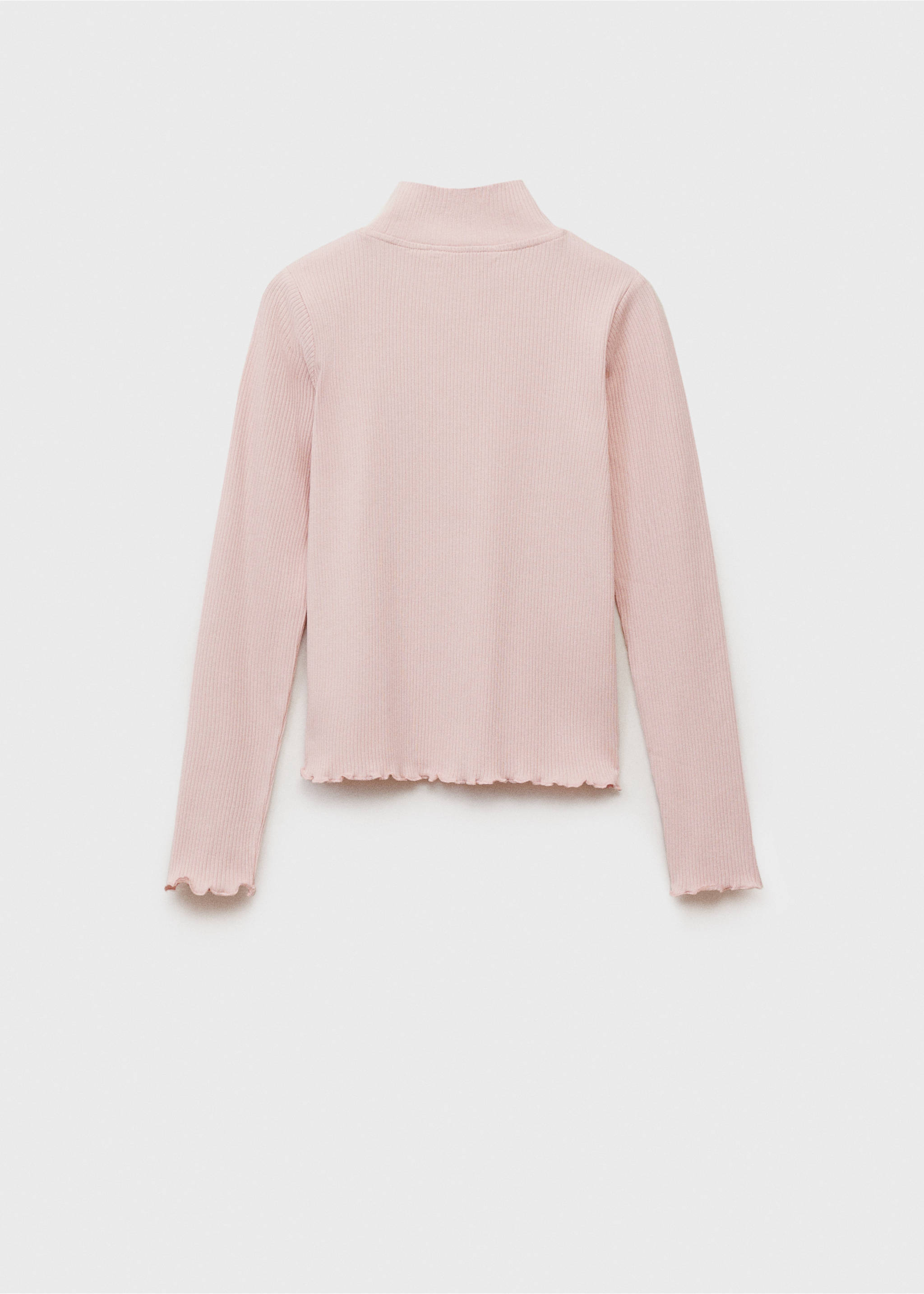 Geripptes T-Shirt mit hohem Kragen - Rückseite des Artikels, Rosa. Ref: 87020447-00.