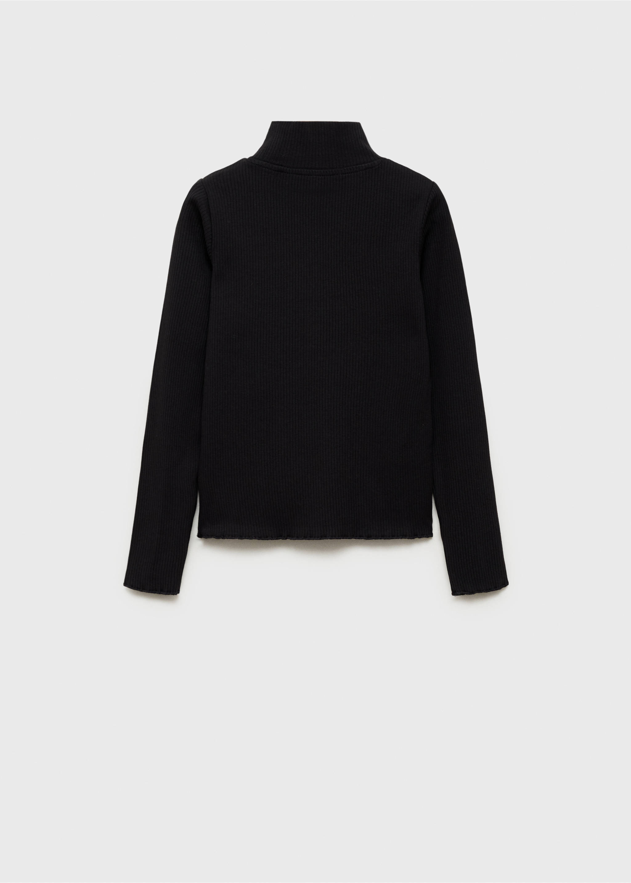 Žebrované tričko s vysokým límečkem - Zadní strana zboží, Černá. Ref: 87020447-00.