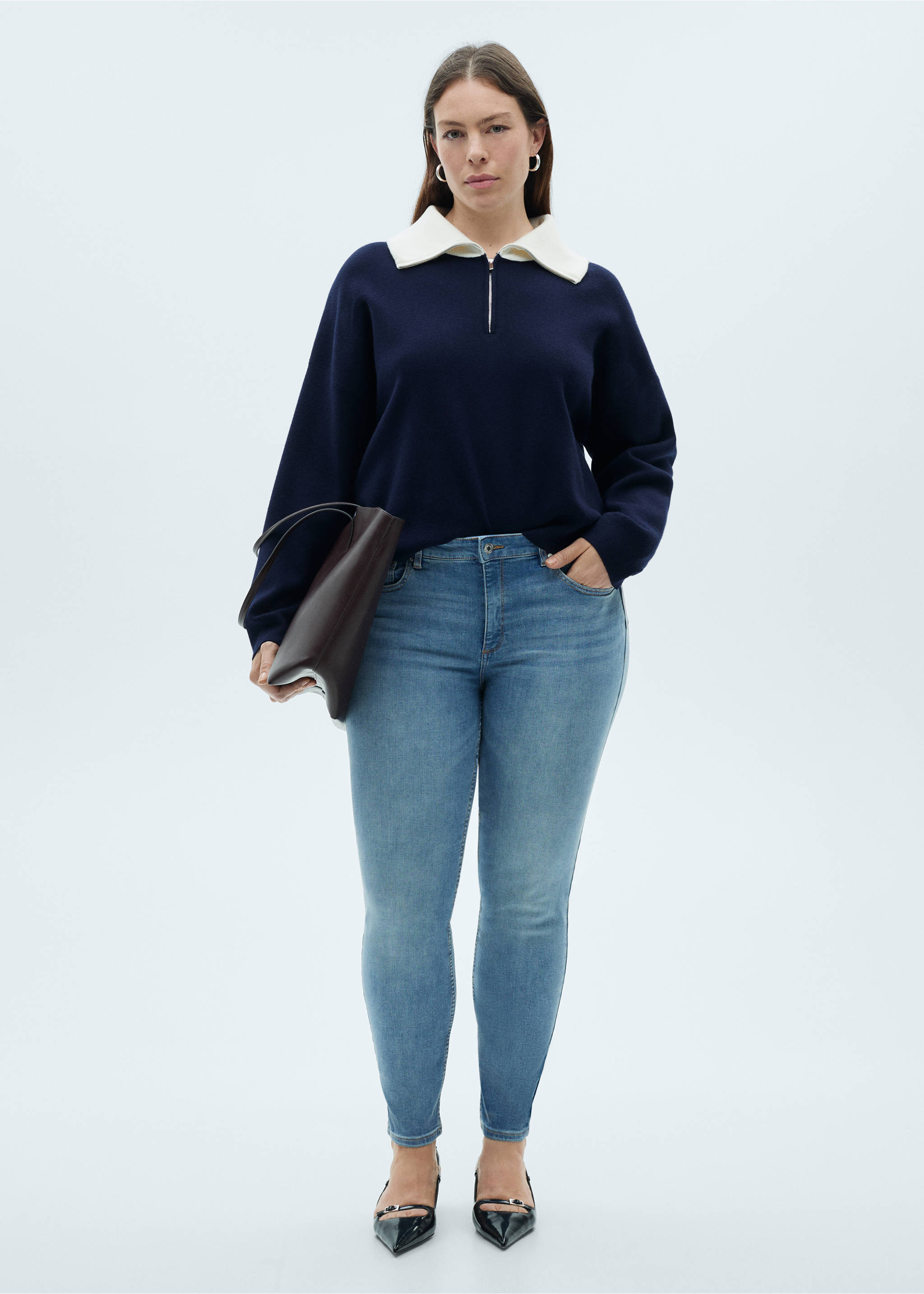Jeans Pushup skinny tiro bajo - Detalle del artículo 3, Azul medio. Ref: 87020454-00.
