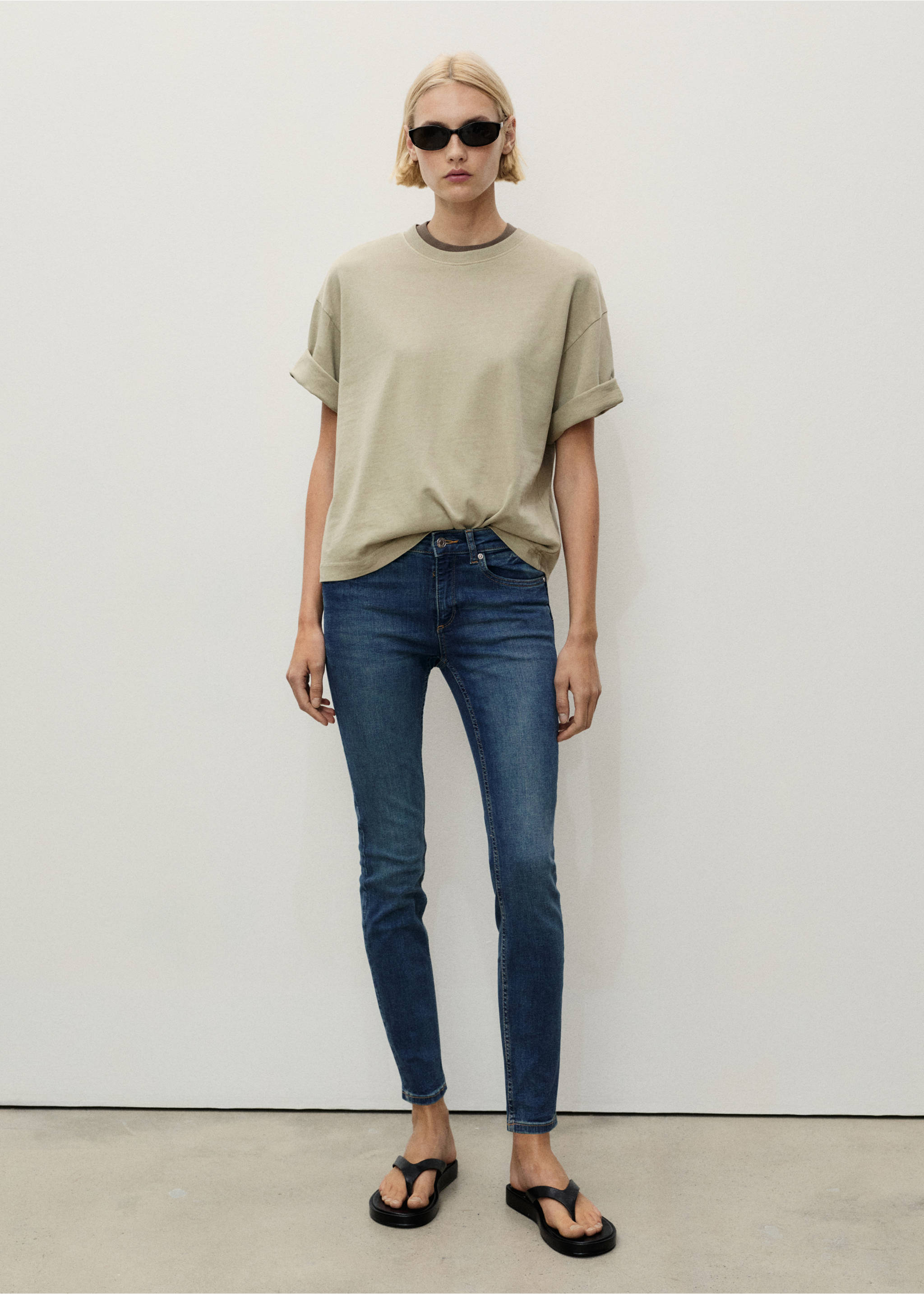 Jeans Pushup skinny tiro bajo - Plano general, Azul oscuro. Ref: 87020455-00.