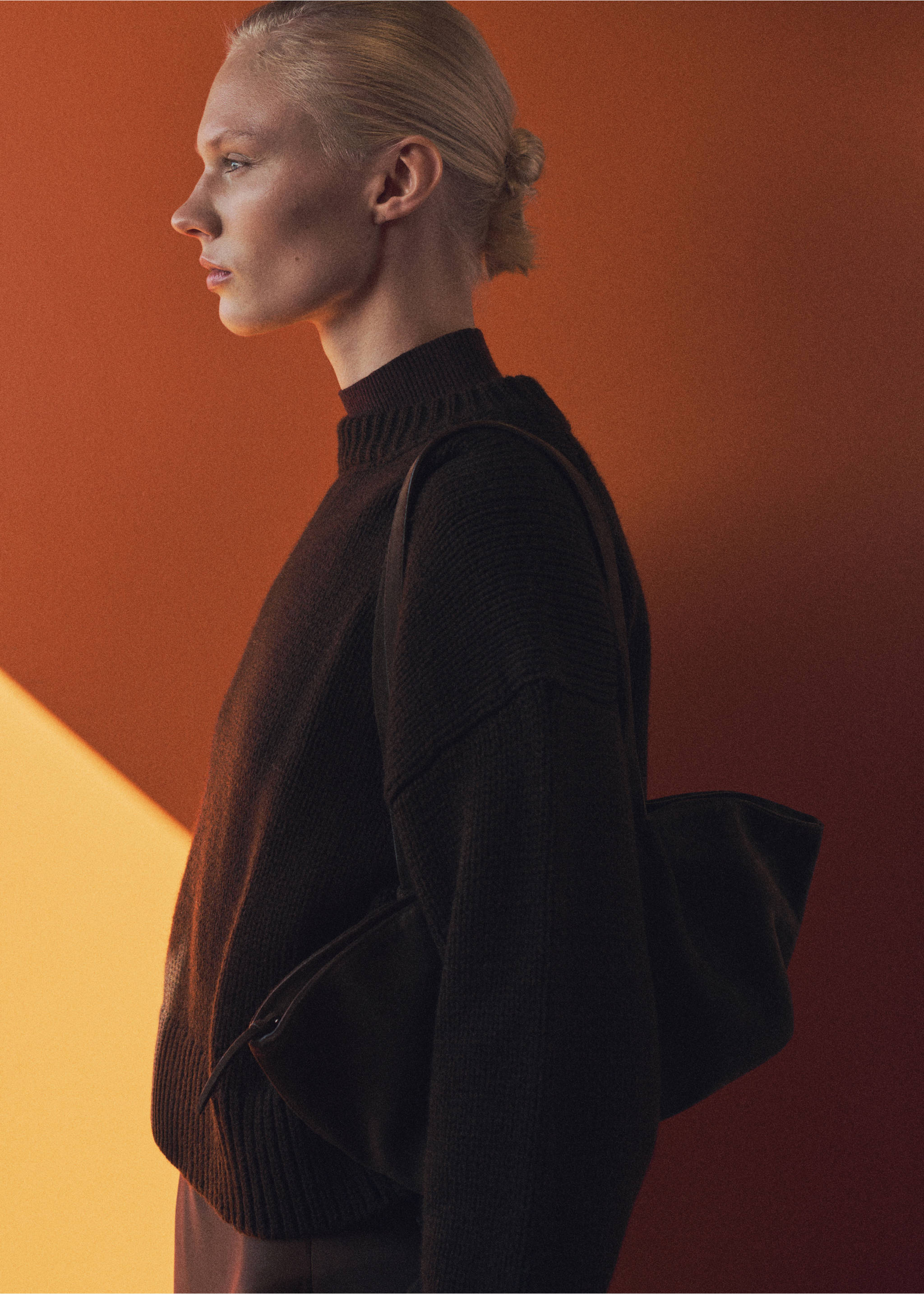 Chunky-knit sweater with ribbed trims - Medium plane, Brown. Ref: 87020457-00.