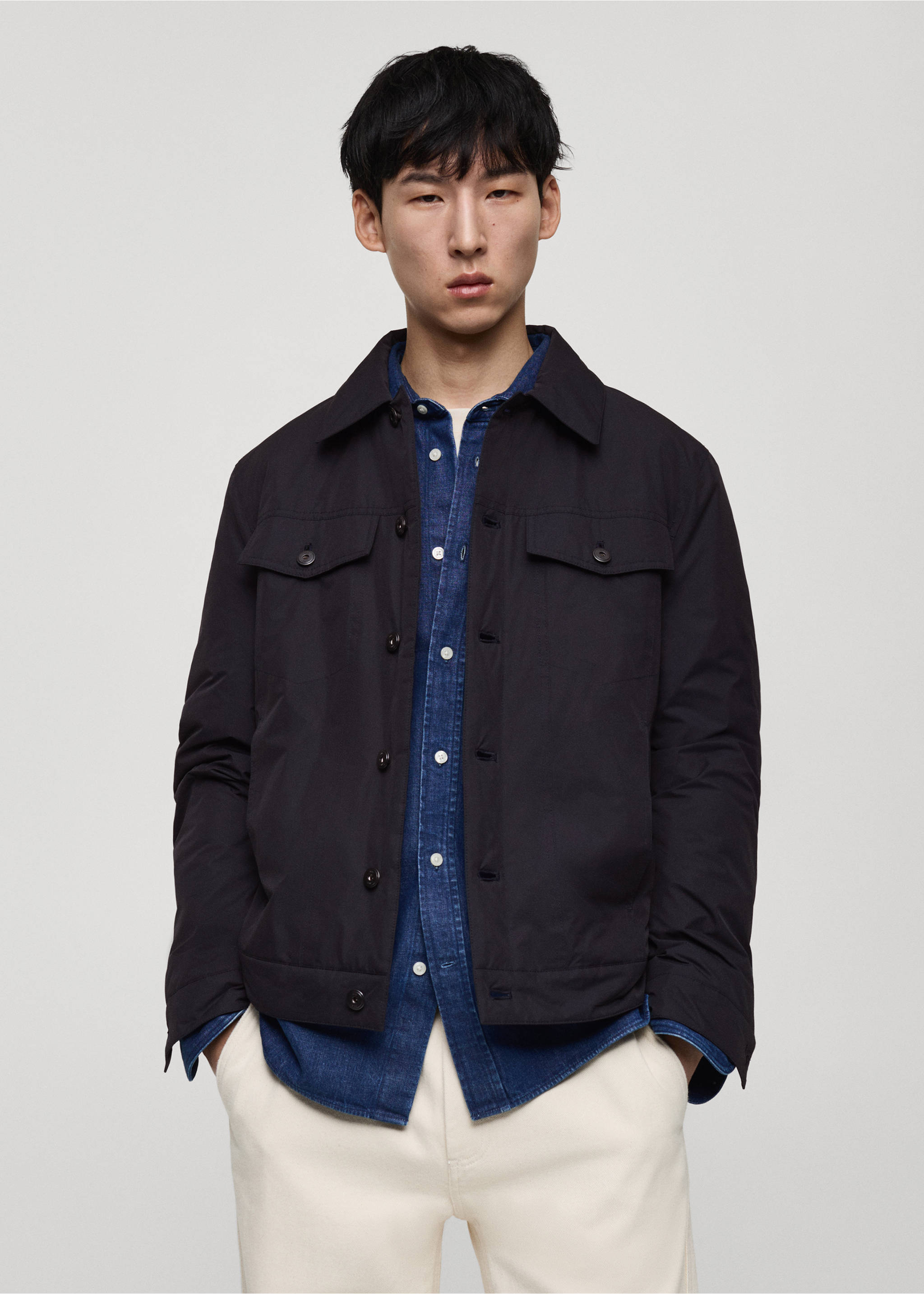 Water-repellent quilted jacket - Medium plane, Dark Navy. Ref: 87020575-00.