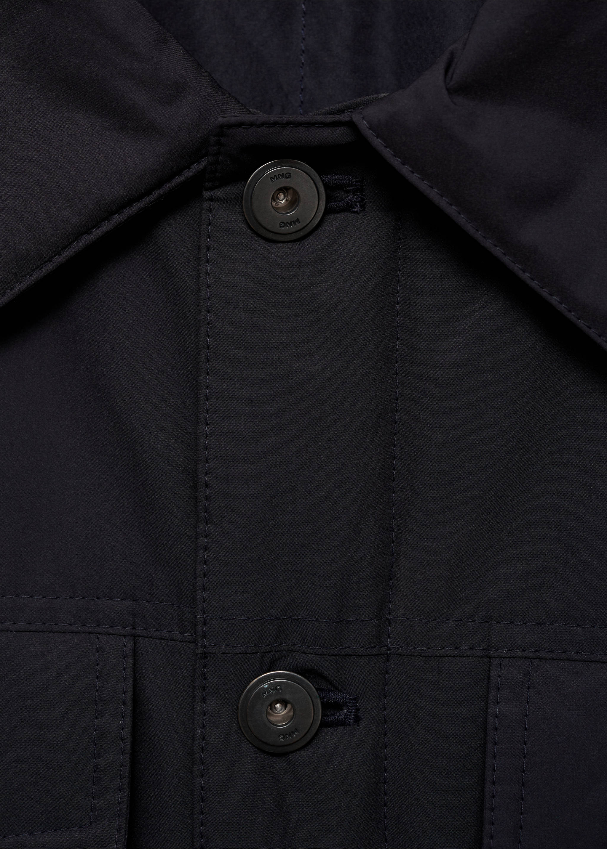 Water-repellent quilted jacket - Details of the article 8, Dark Navy. Ref: 87020575-00.