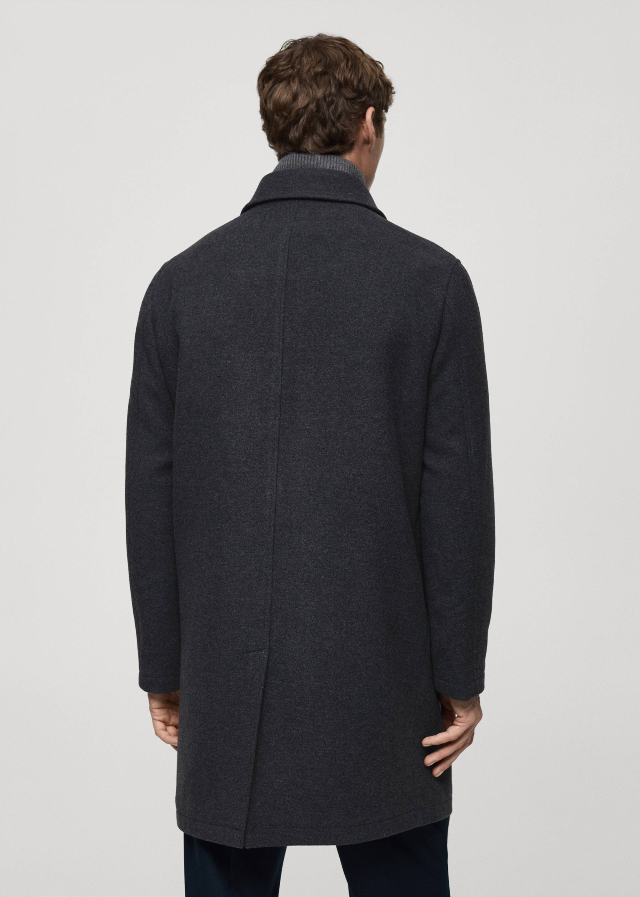 Wool coat with detachable collar - Reverse of the article, Charcoal. Ref: 87020578-00.