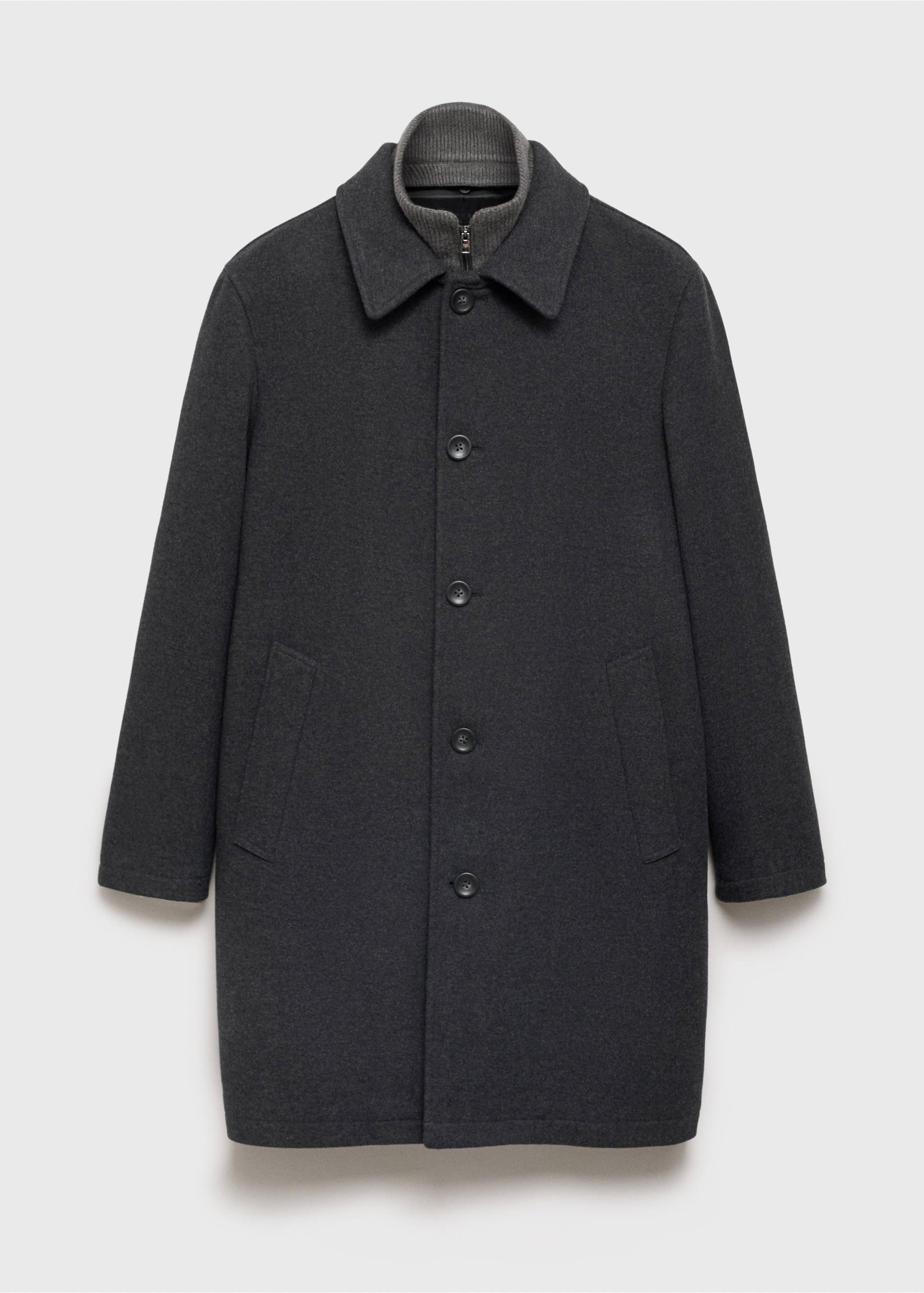 Wool coat with detachable collar - Article without model, Charcoal. Ref: 87020578-00.