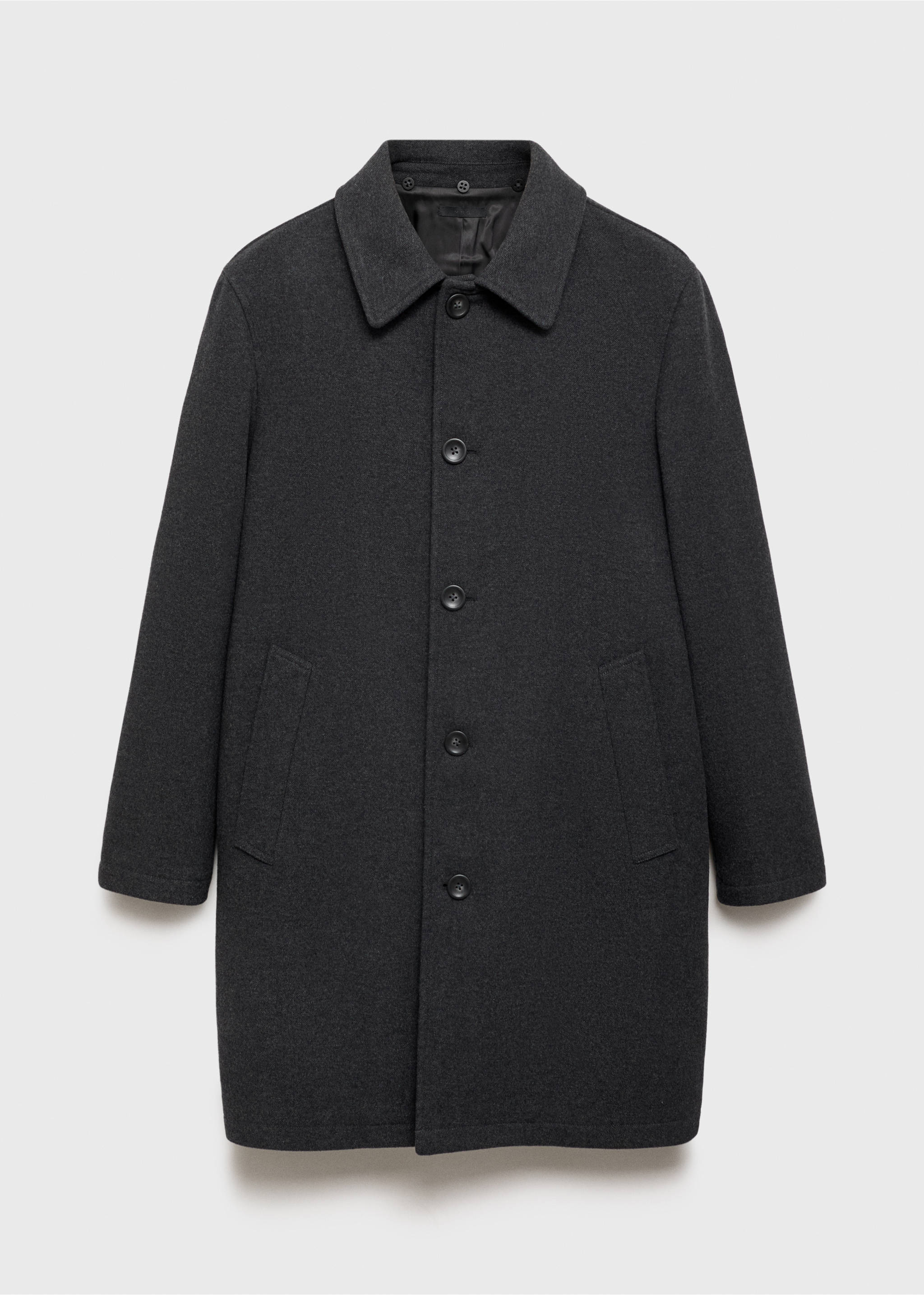 Wool coat with detachable collar - Details of the article 8, Charcoal. Ref: 87020578-00.