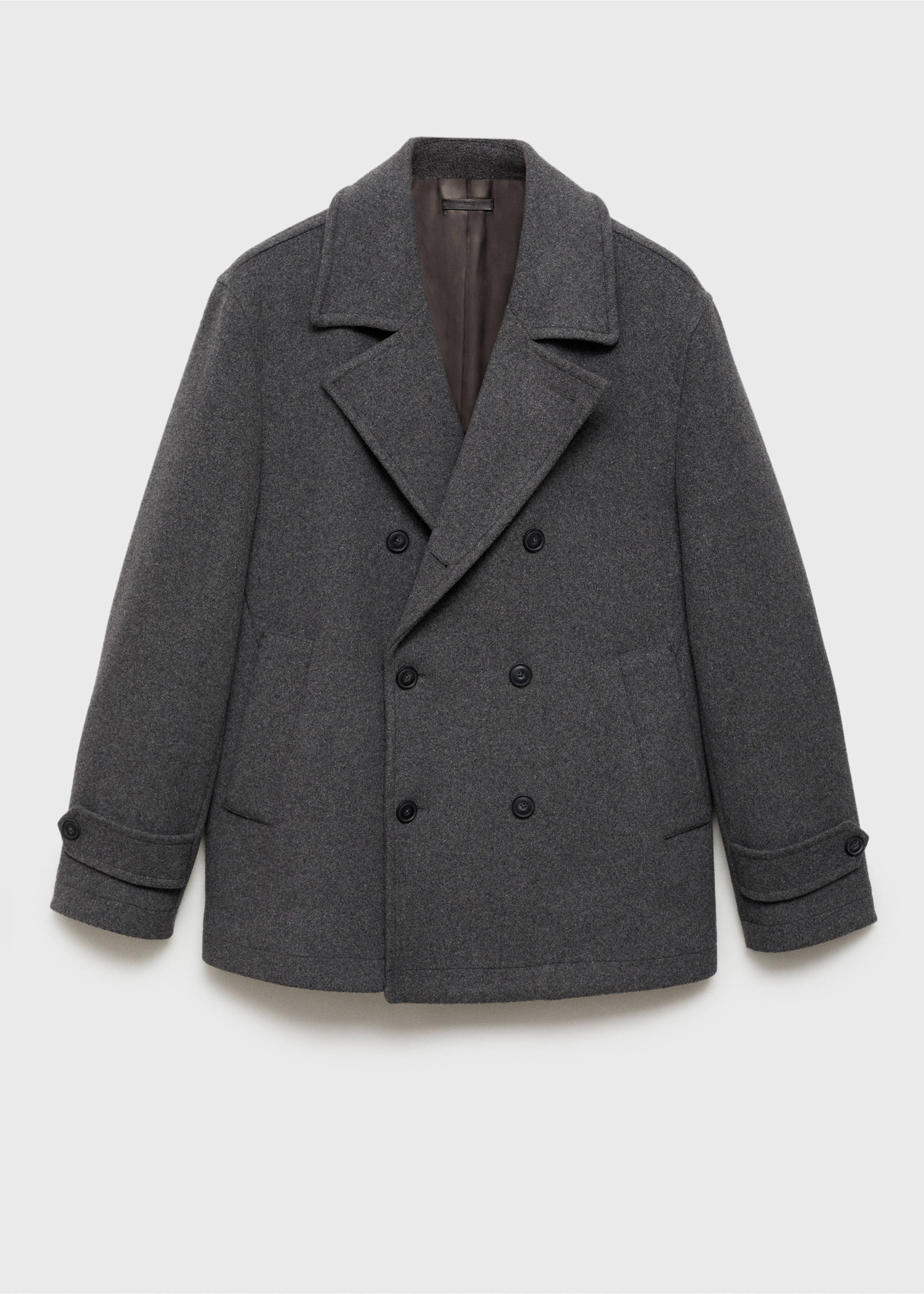 Manteau croisé laine - Article sans modèle, Gris chiné moyen. Ref: 87020579-00.