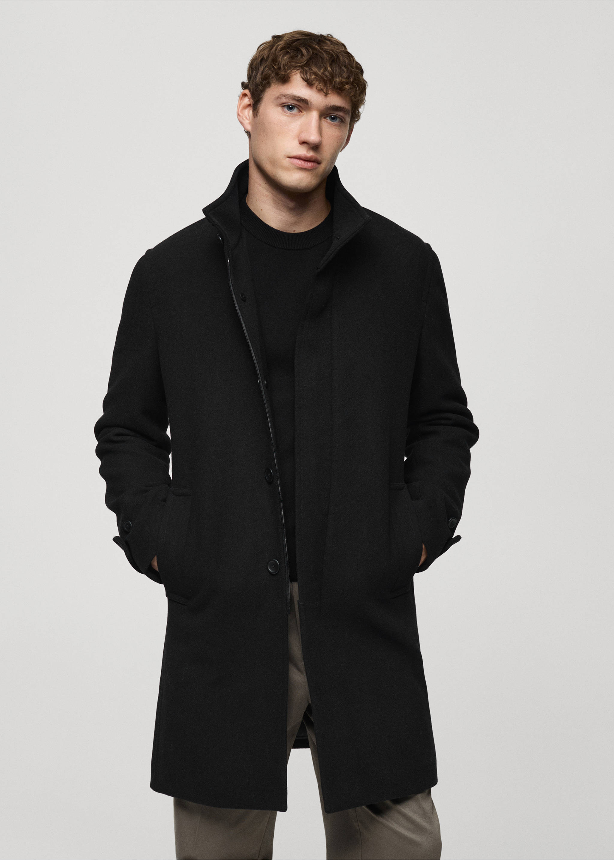 Quilted wool inner coat - Medium plane, Black. Ref: 87020580-00.