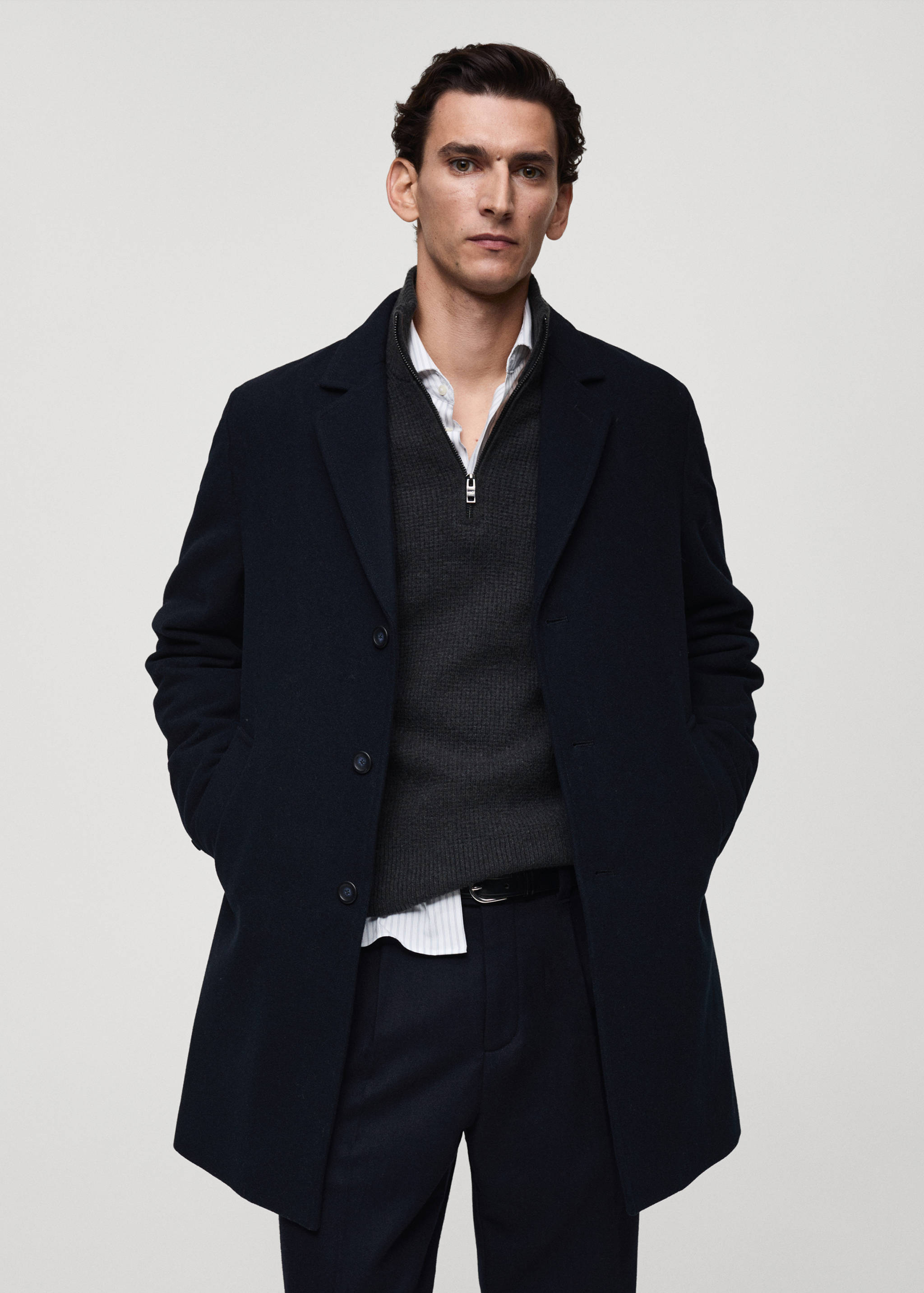 Abrigo lana interior acolchado - Plano medio