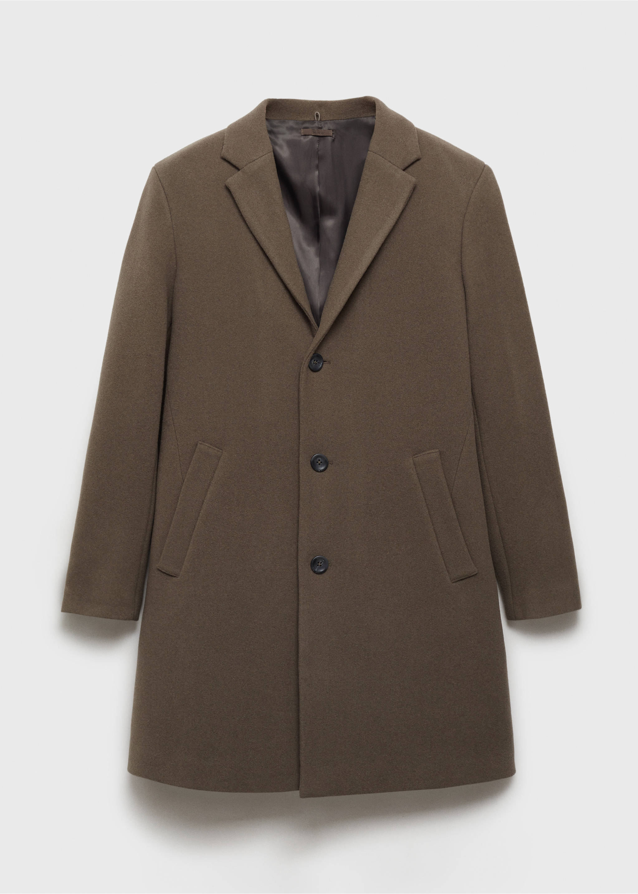Wool coat with detachable collar - Details of the article 8, Medium Brown. Ref: 87020582-00.