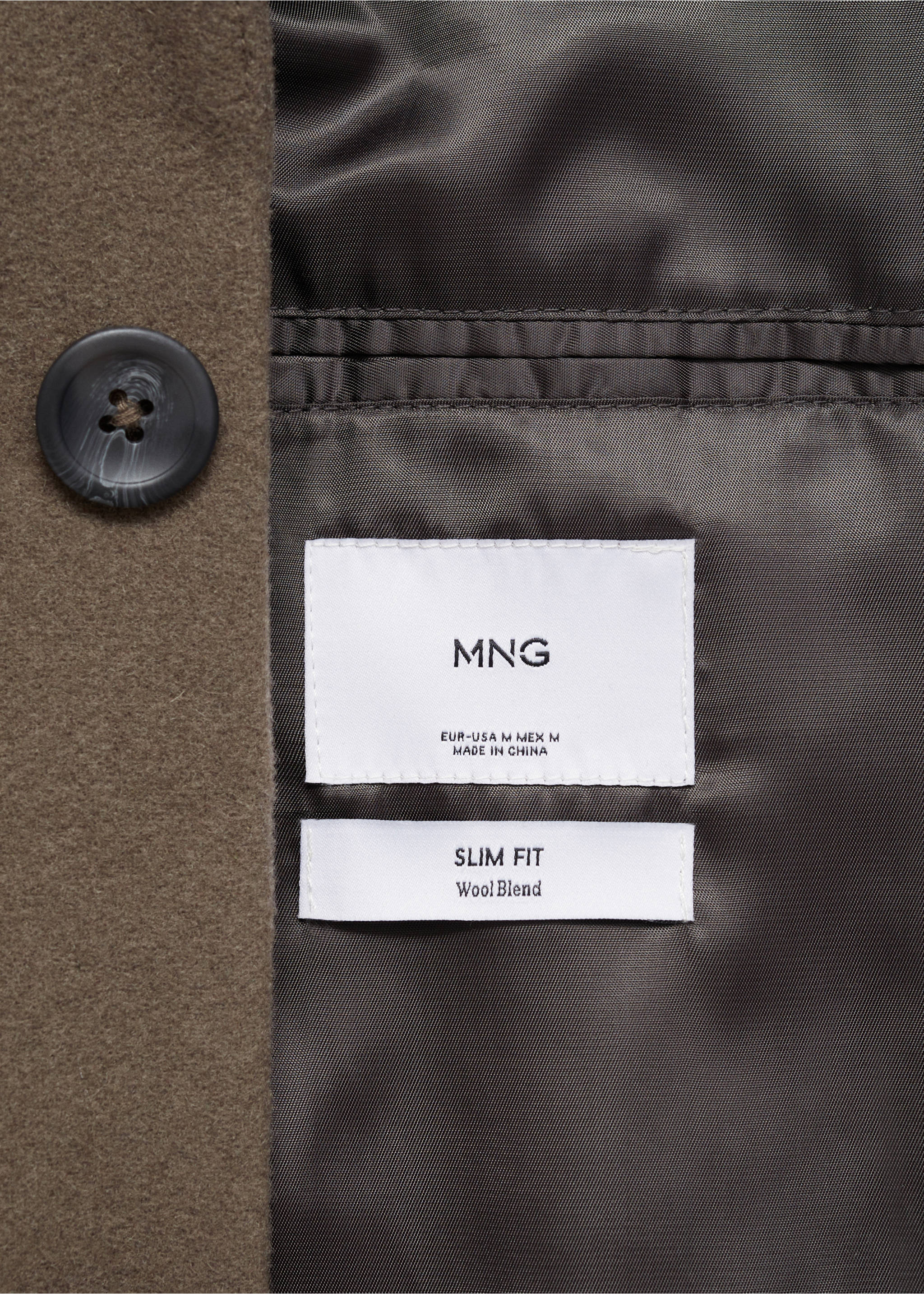 Wool coat with detachable collar - Details of the article 0, Medium Brown. Ref: 87020582-00.