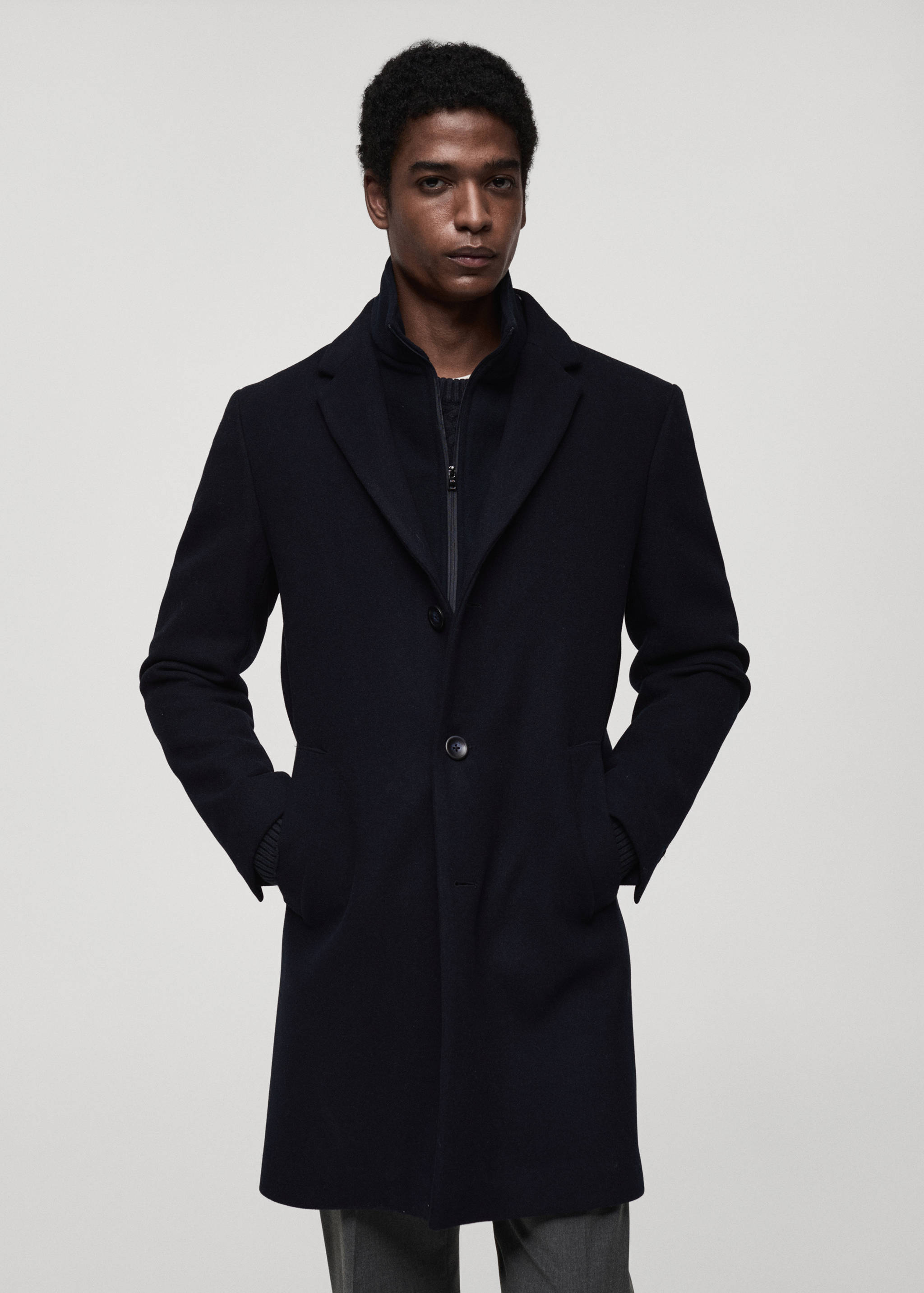 Wool coat with detachable collar - Medium plane