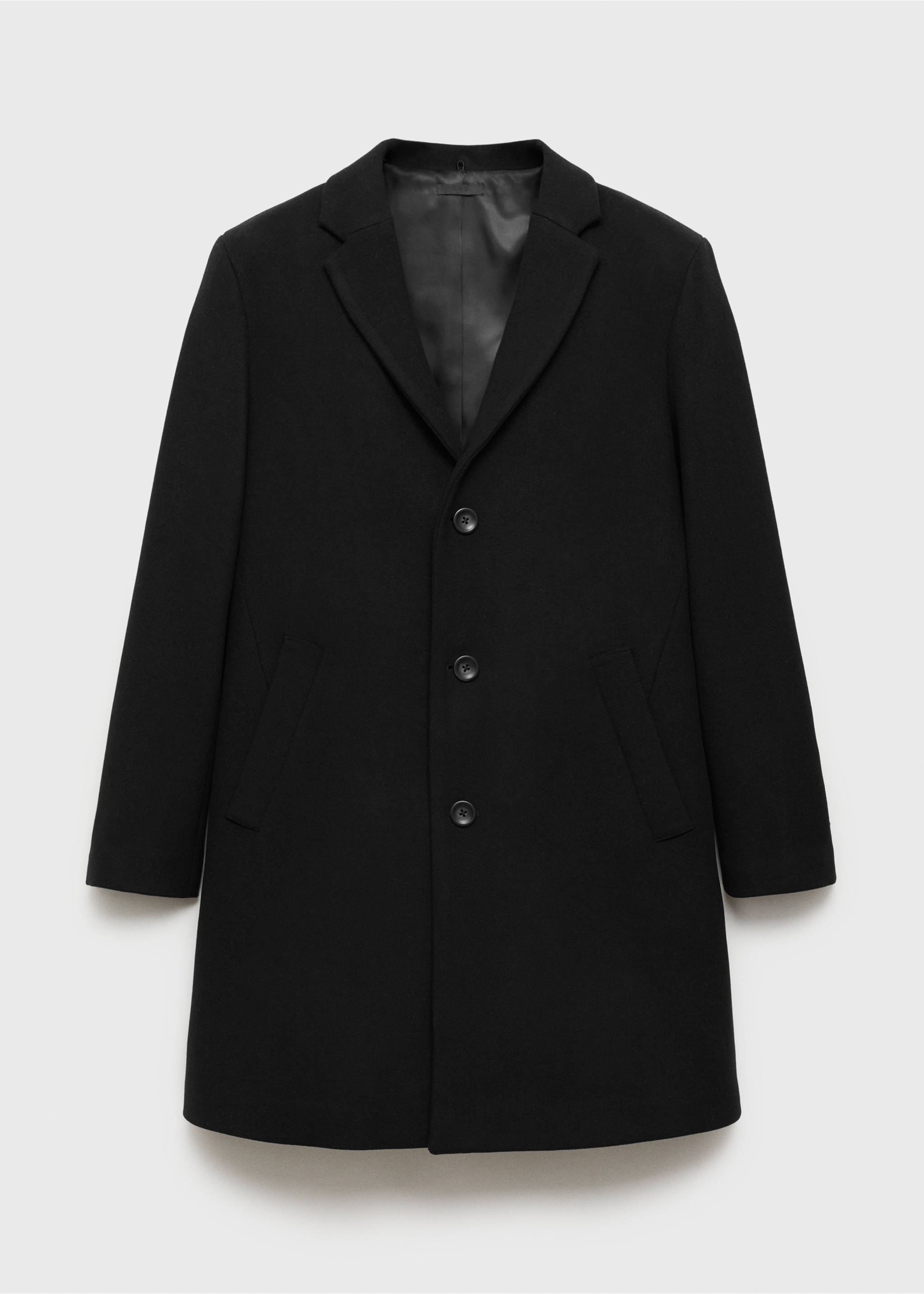 Wool coat with detachable collar - Details of the article 8, Black. Ref: 87020582-00.