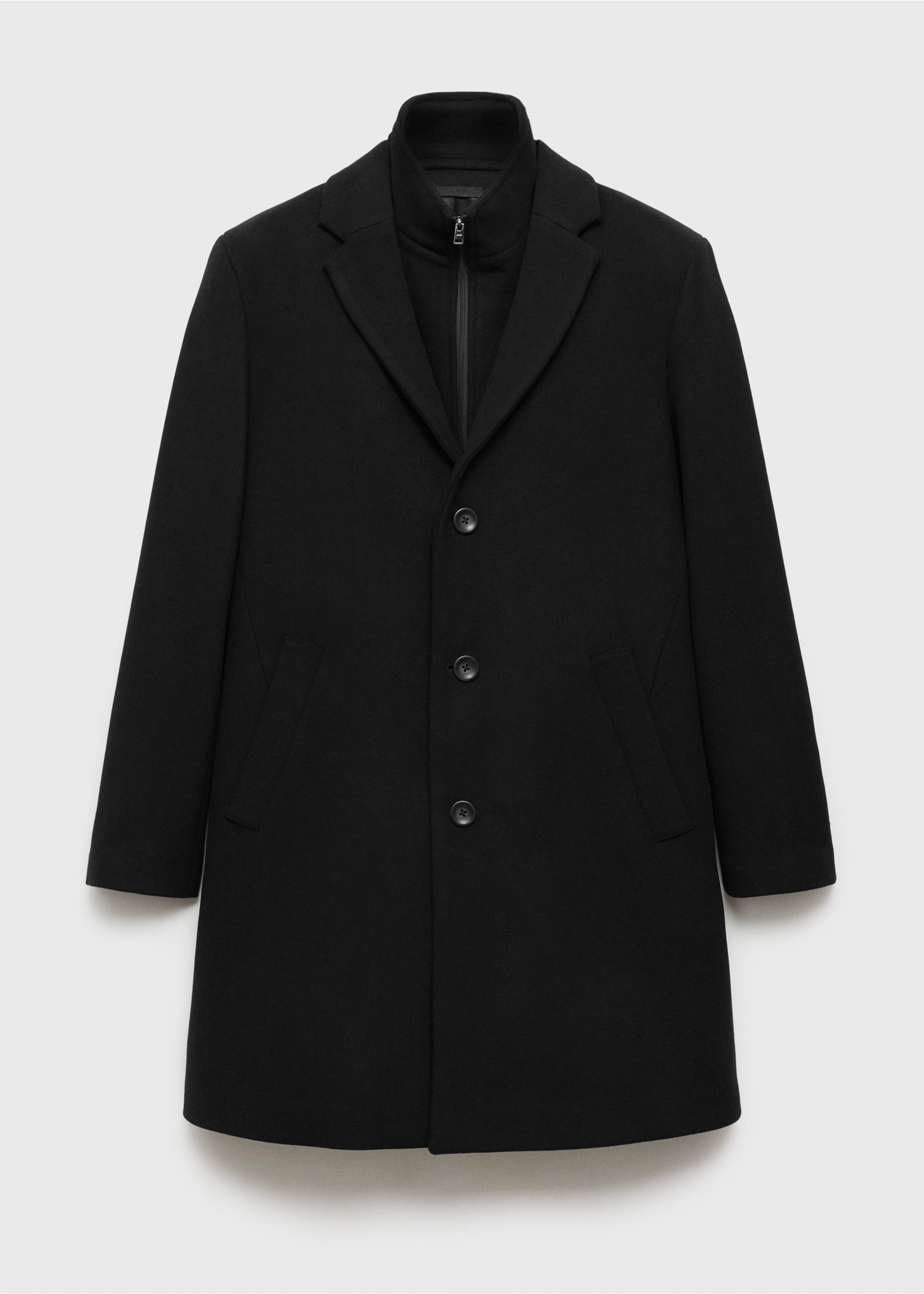 Wool coat with detachable collar - Article without model, Black. Ref: 87020582-00.