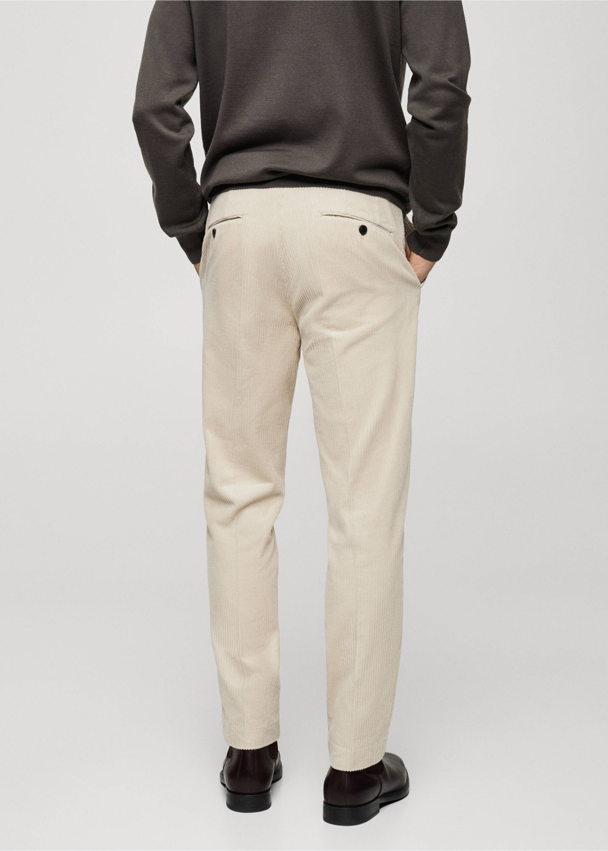 Corduroy regular-fit trousers - Reverse of the article, Light/Pastel Grey. Ref: 87020583-00.