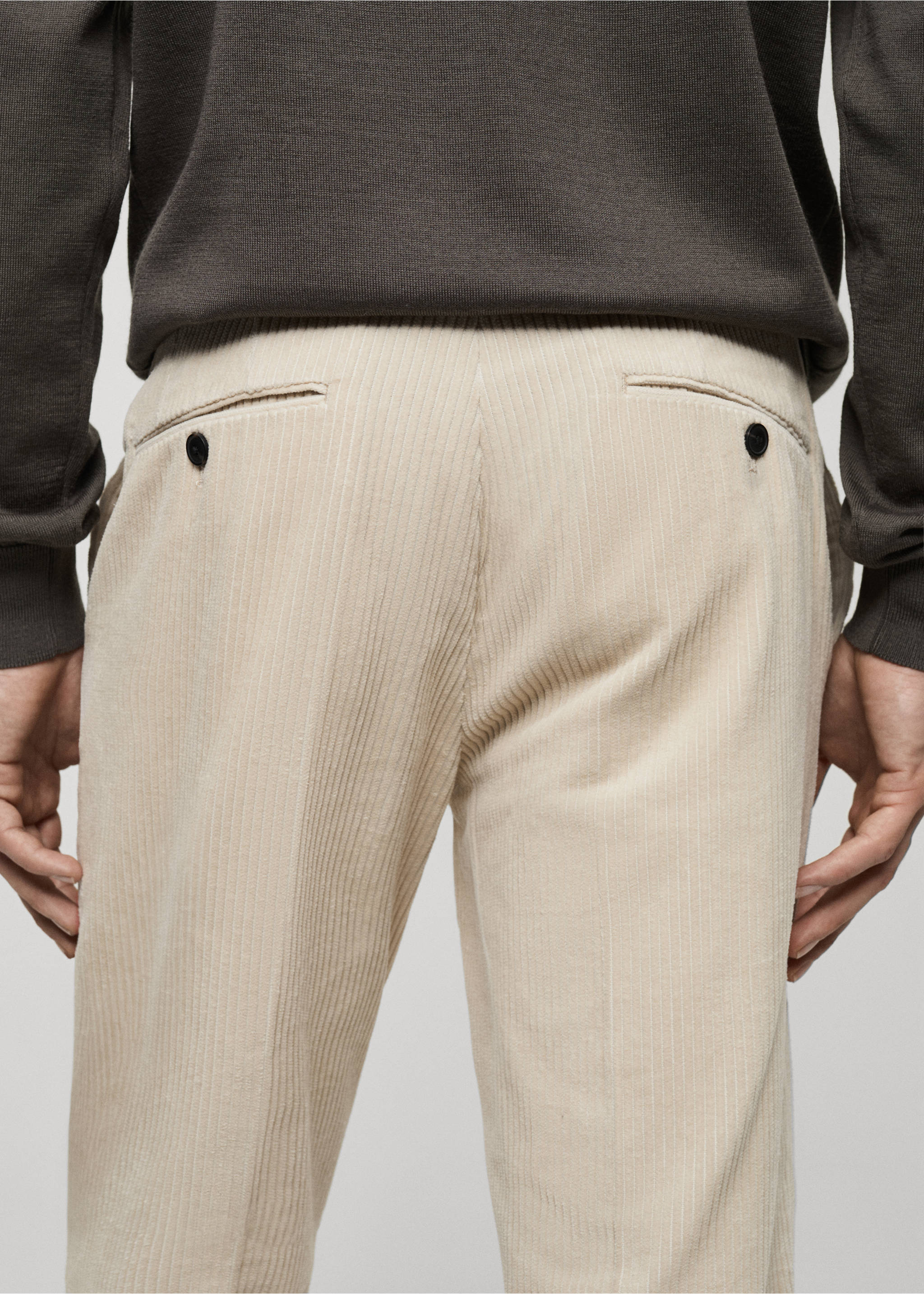 Corduroy regular-fit trousers - Details of the article 6, Light/Pastel Grey. Ref: 87020583-00.