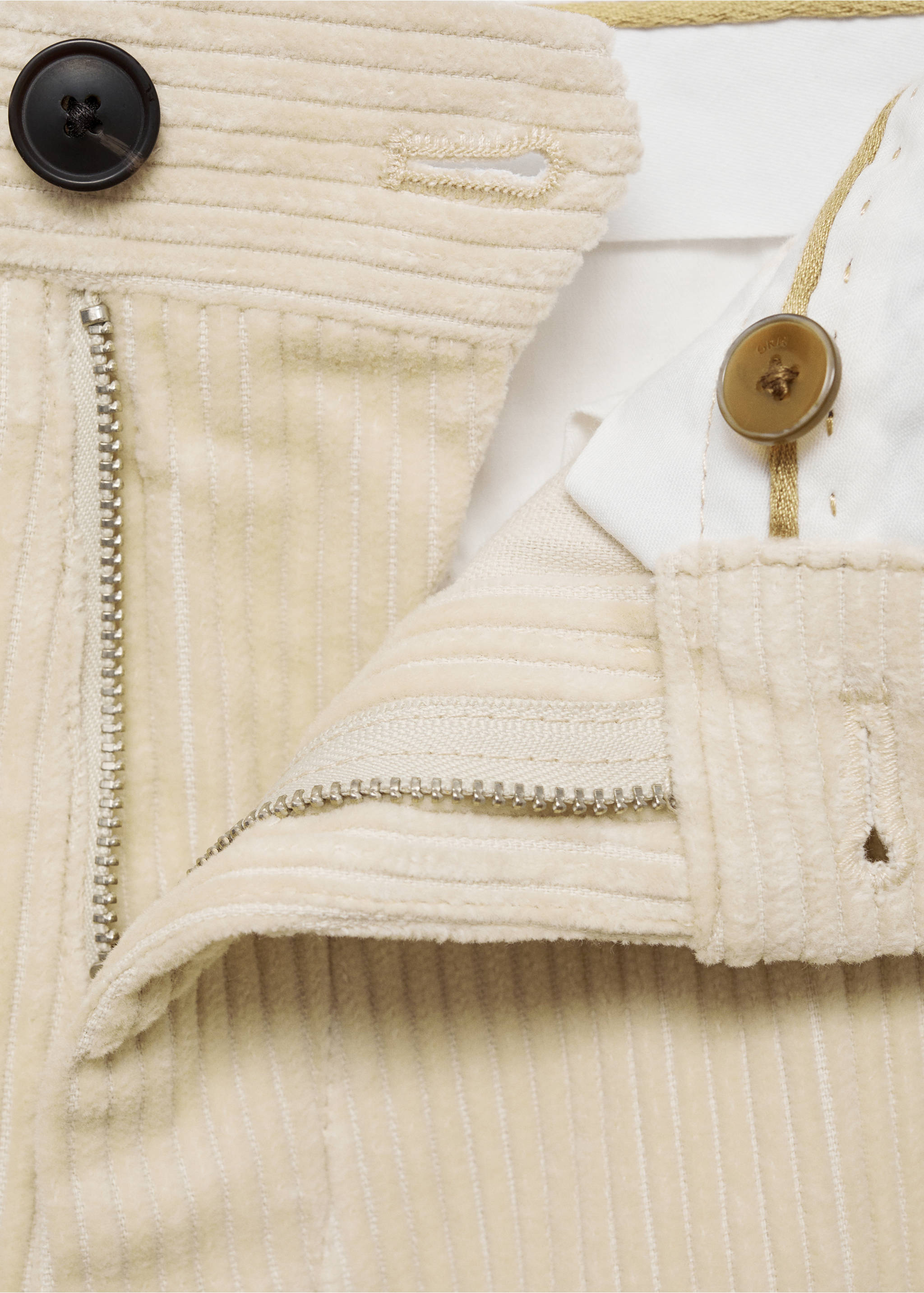 Corduroy regular-fit trousers - Details of the article 8, Light/Pastel Grey. Ref: 87020583-00.