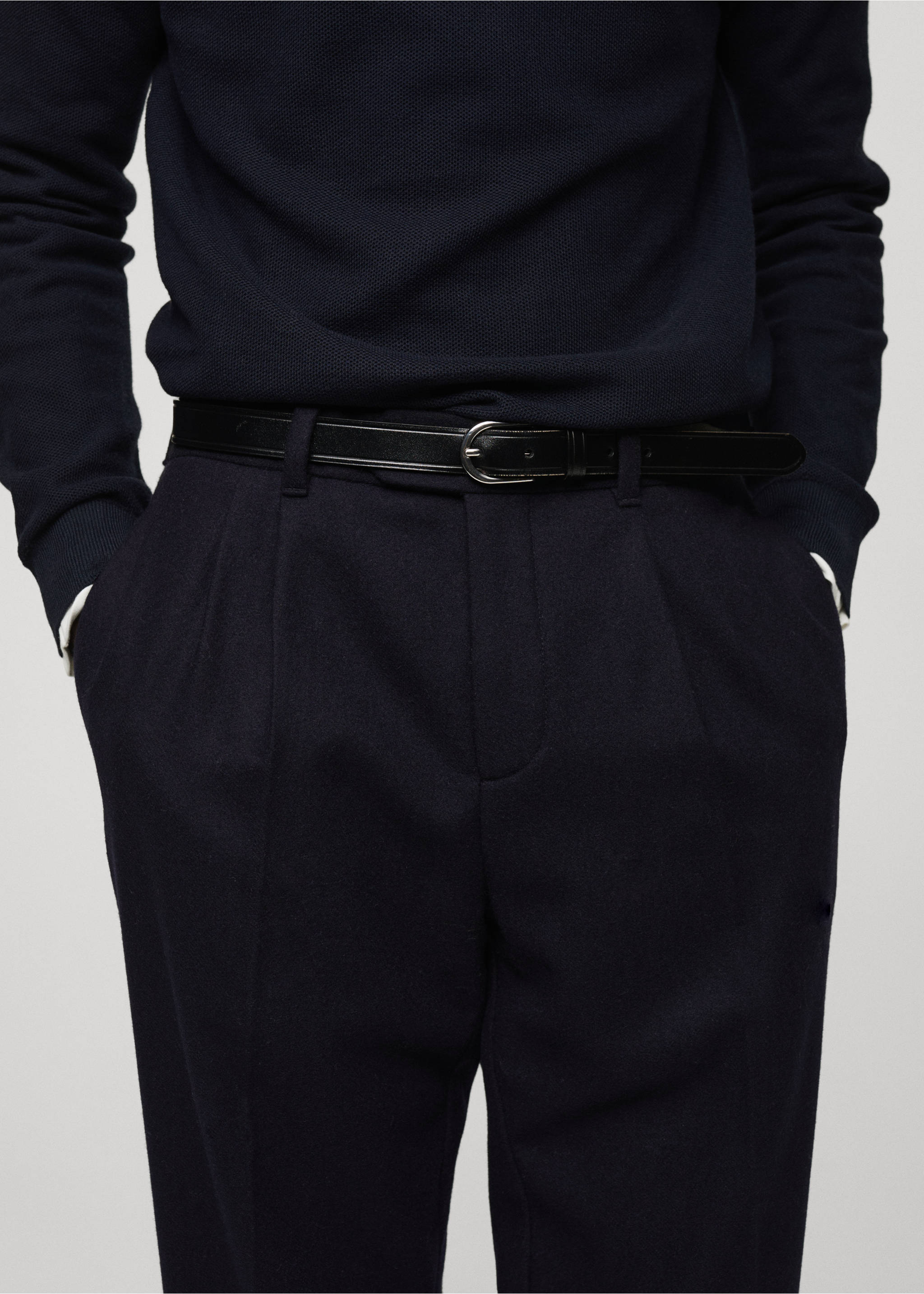 Pantalon flanelle regular-fit - Détail de l'article 1, Bleu marine foncé. Ref: 87020584-00.