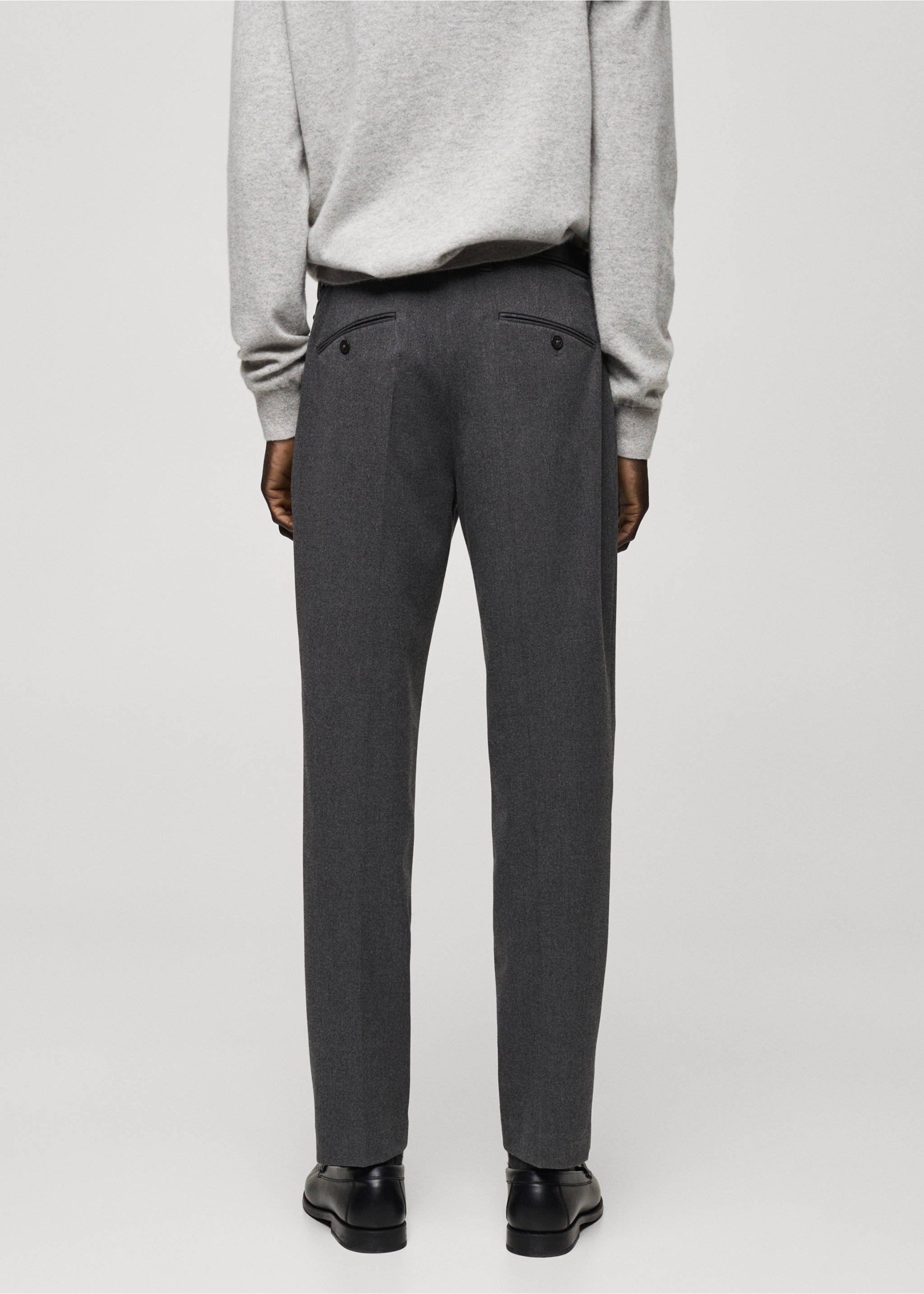 Flanelové kalhoty slim fit - Zadní strana zboží, Šedá. Ref: 87020584-00.