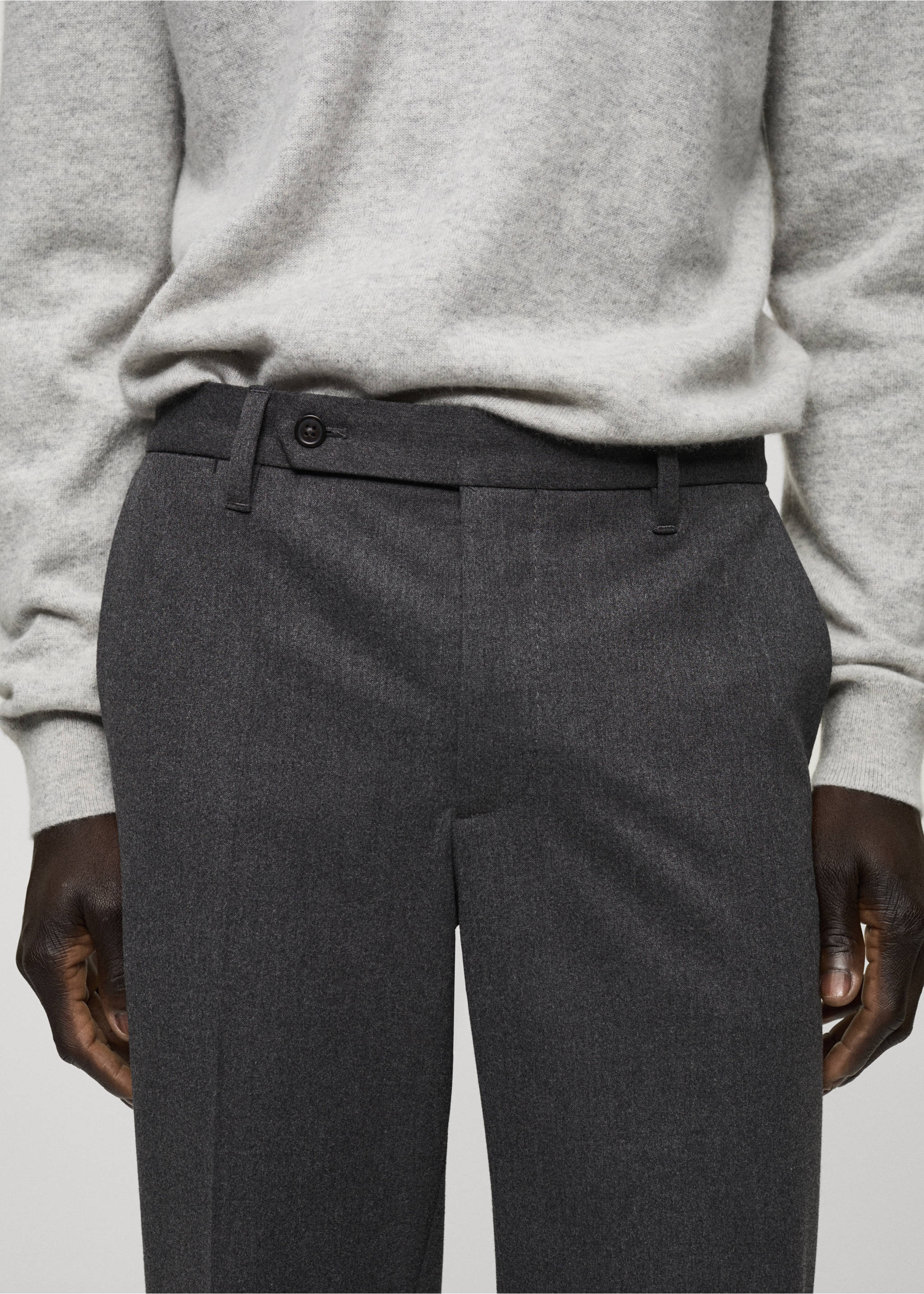 Flanelové kalhoty slim fit - Detail zboží 1, Šedá. Ref: 87020584-00.