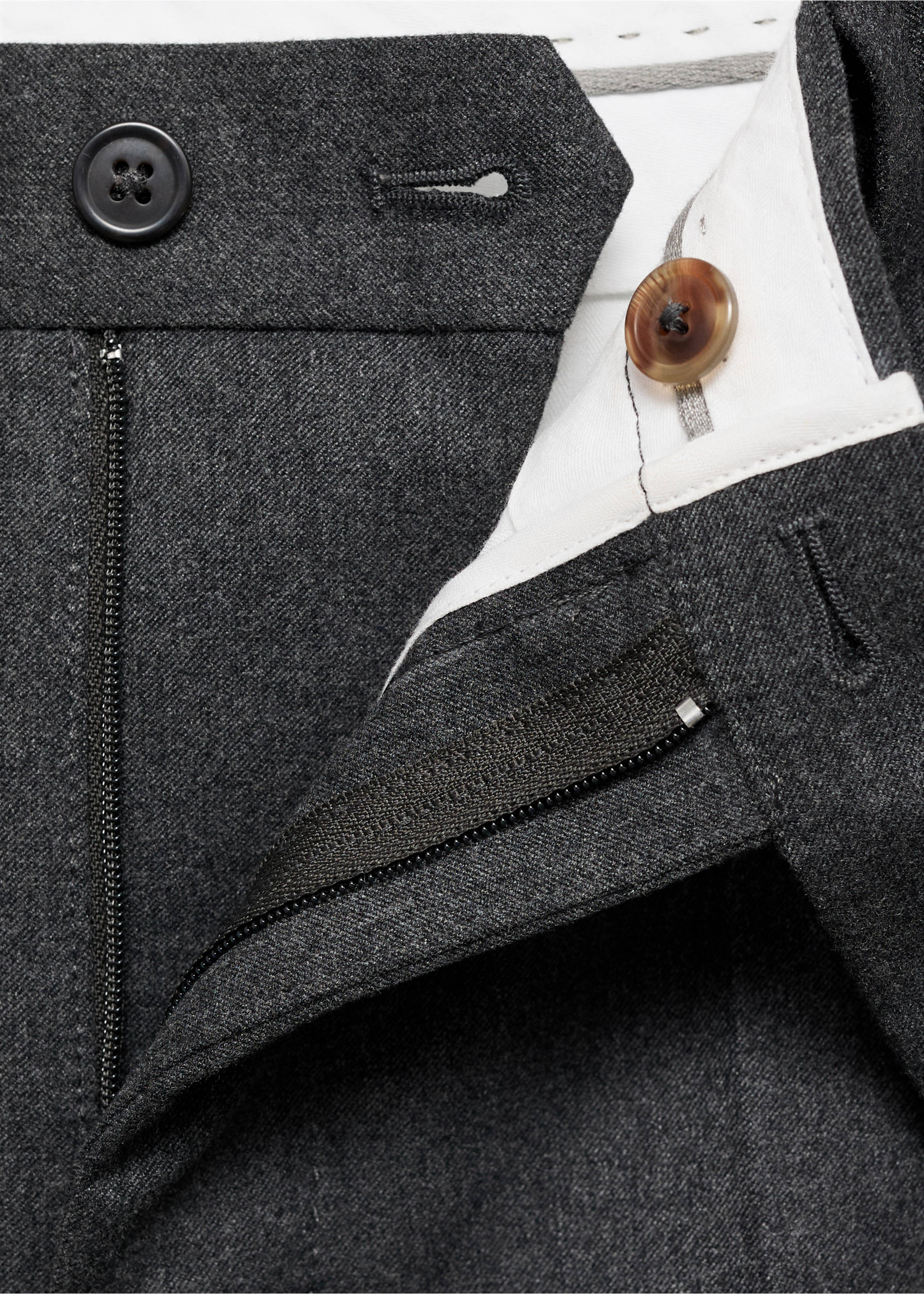Flanelové kalhoty slim fit - Detail zboží 0, Šedá. Ref: 87020584-00.