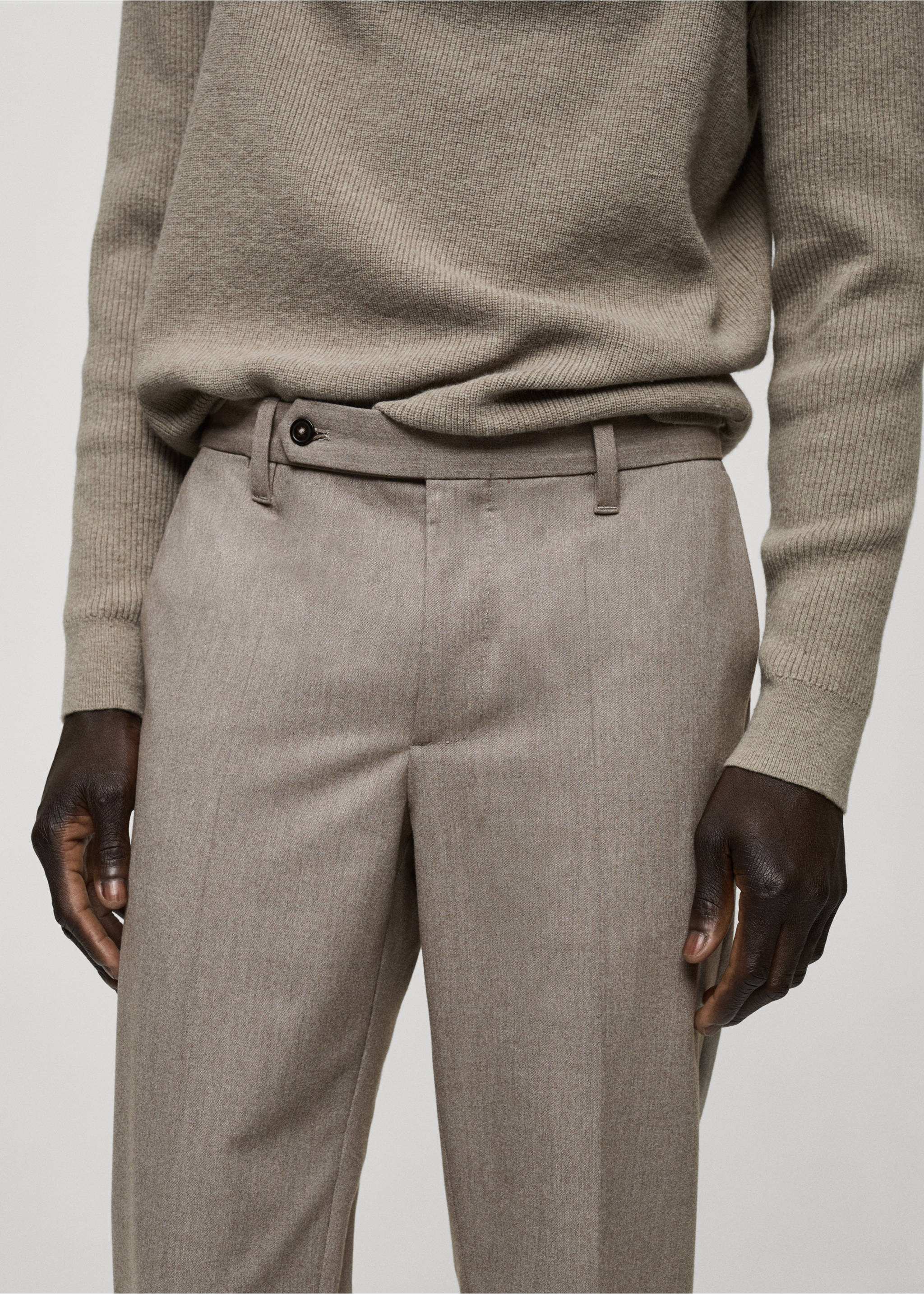 Slim-Fit-Flanellhose - Detail des Artikels 1, Nerzgrau. Ref: 87020584-00.