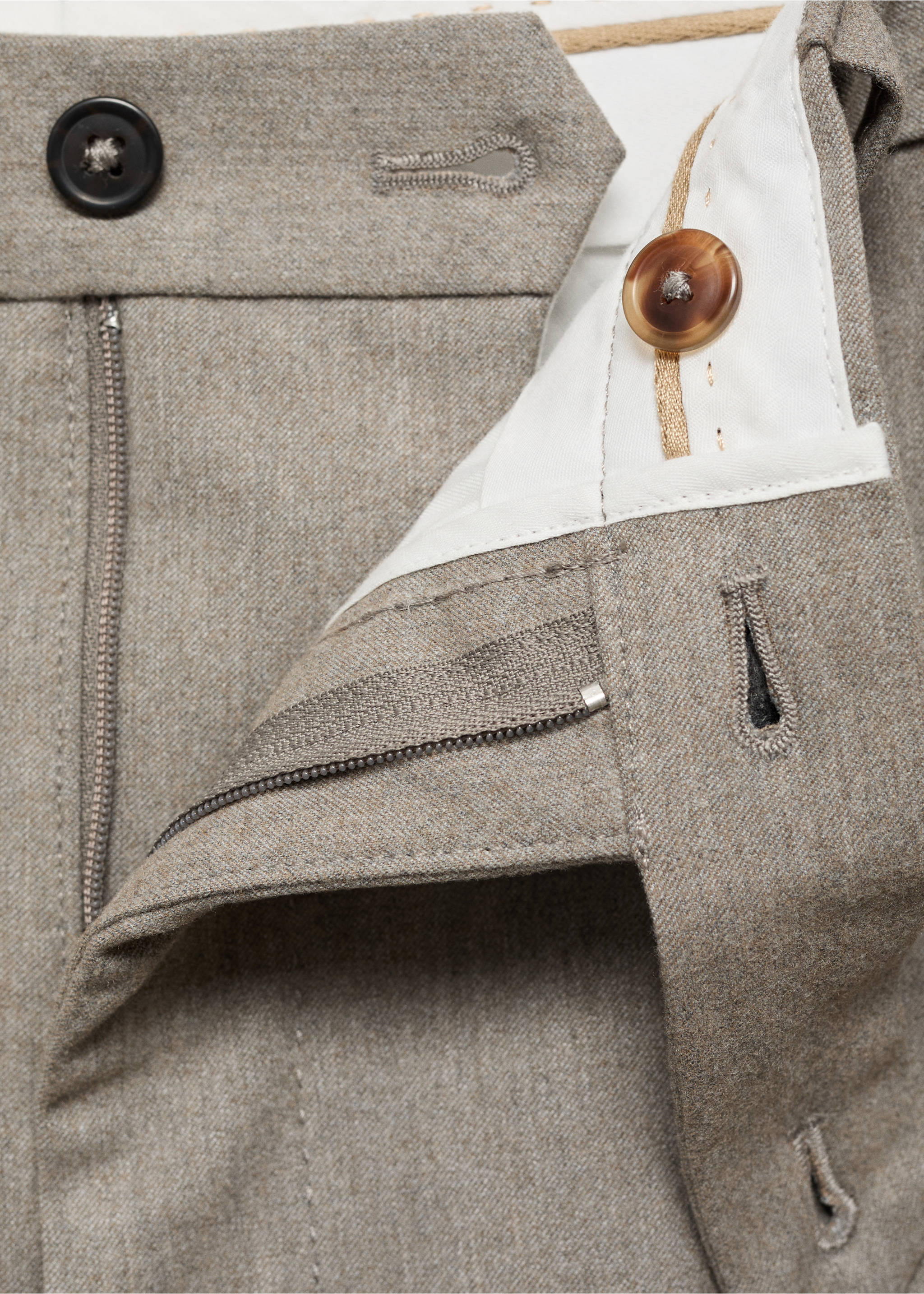 Slim-Fit-Flanellhose - Detail des Artikels 0, Nerzgrau. Ref: 87020584-00.