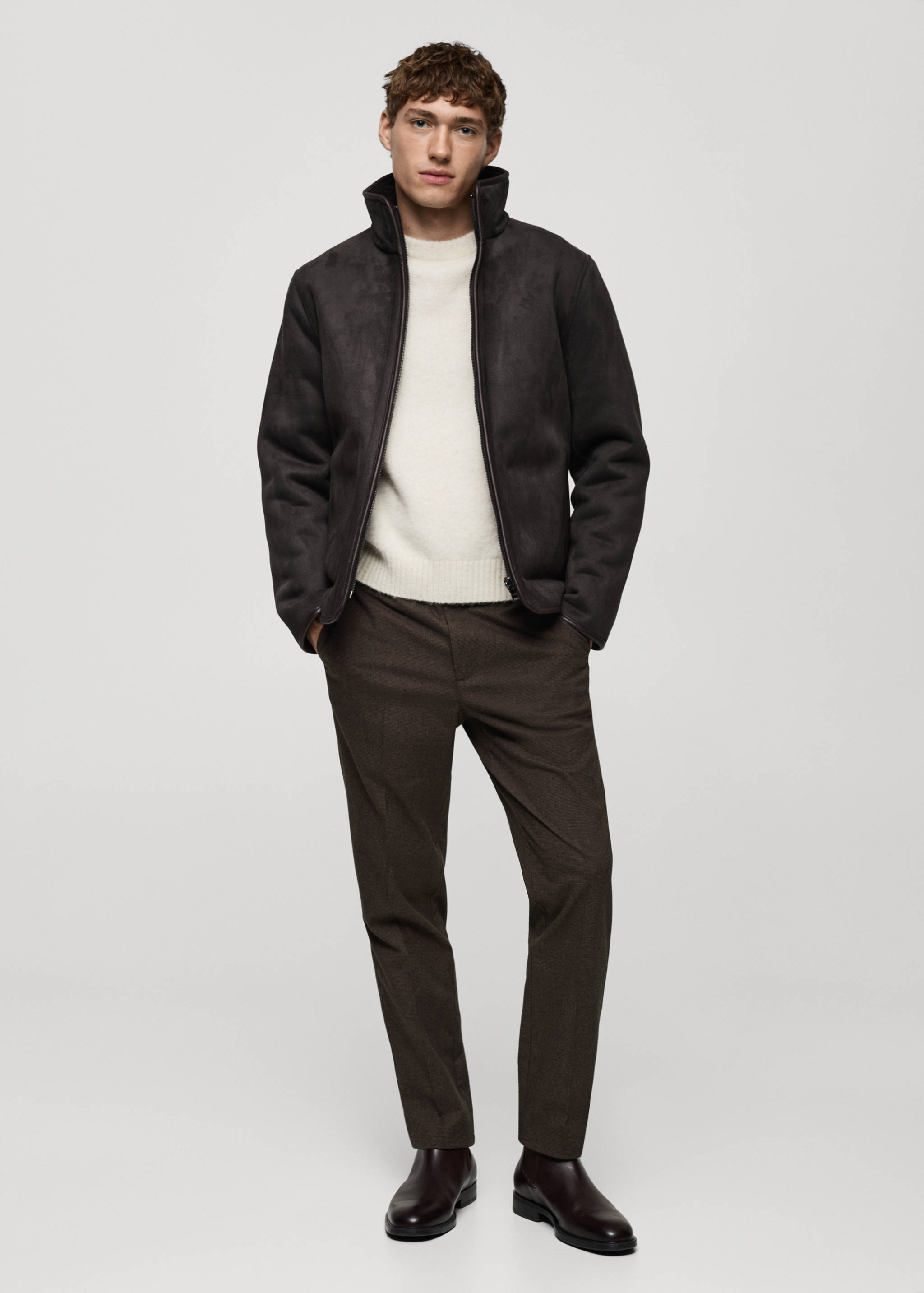 Micro-houndstooth flannel trousers - General plane