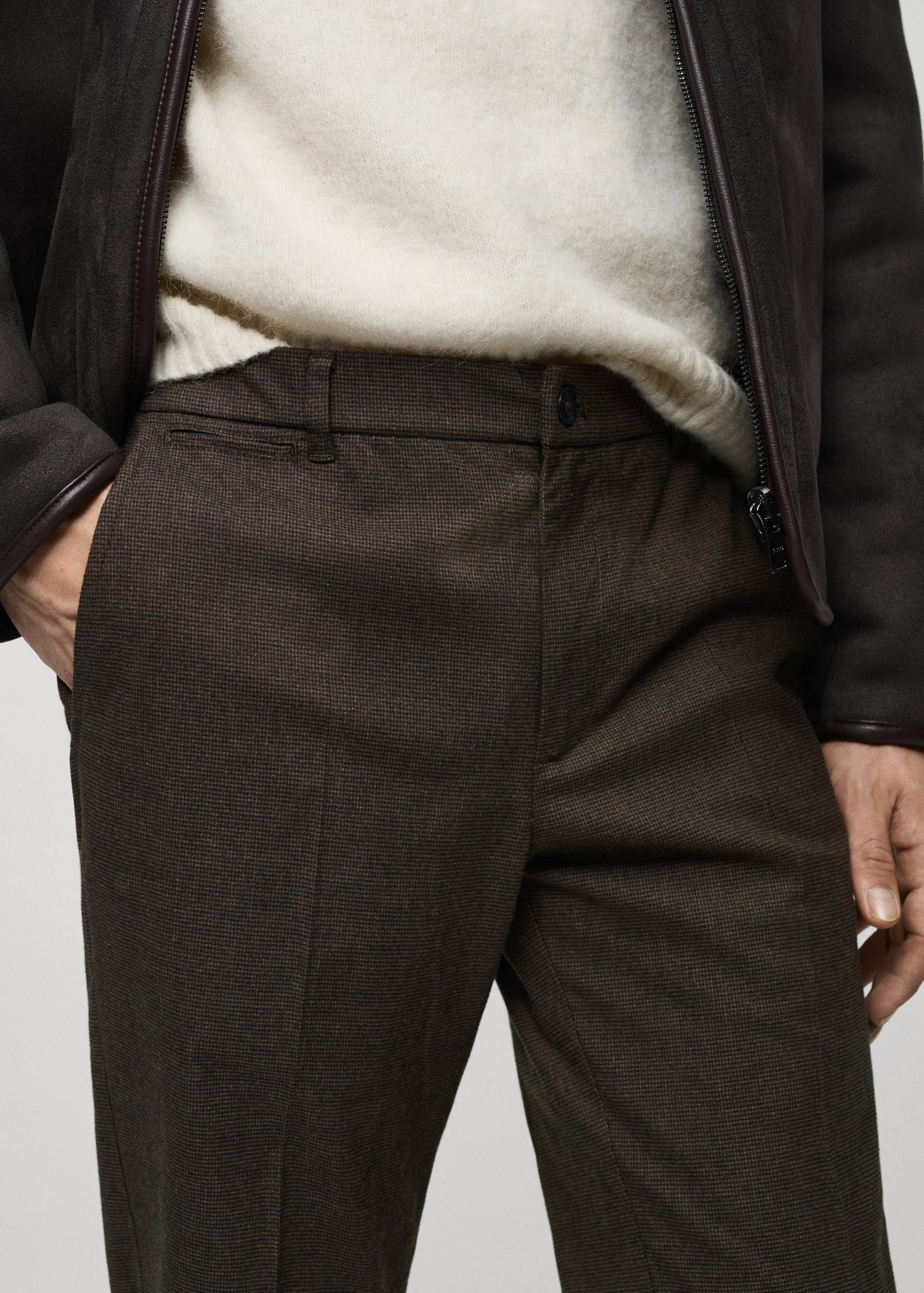 Micro-houndstooth flannel trousers - Details of the article 1