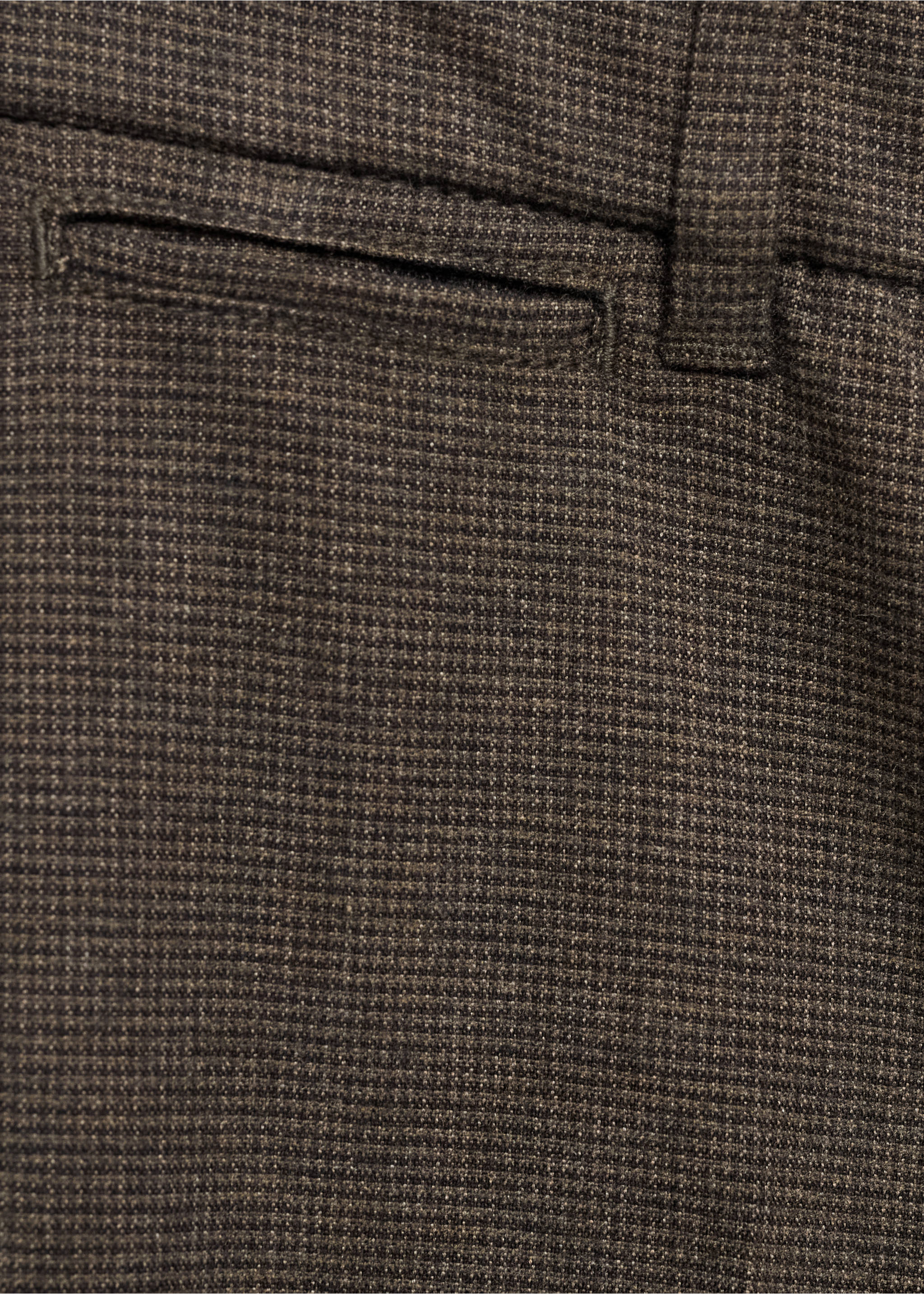 Flanellhose mit Mikro-Fischgrätmuster - Detail des Artikels 0, Braun. Ref: 87020586-00.