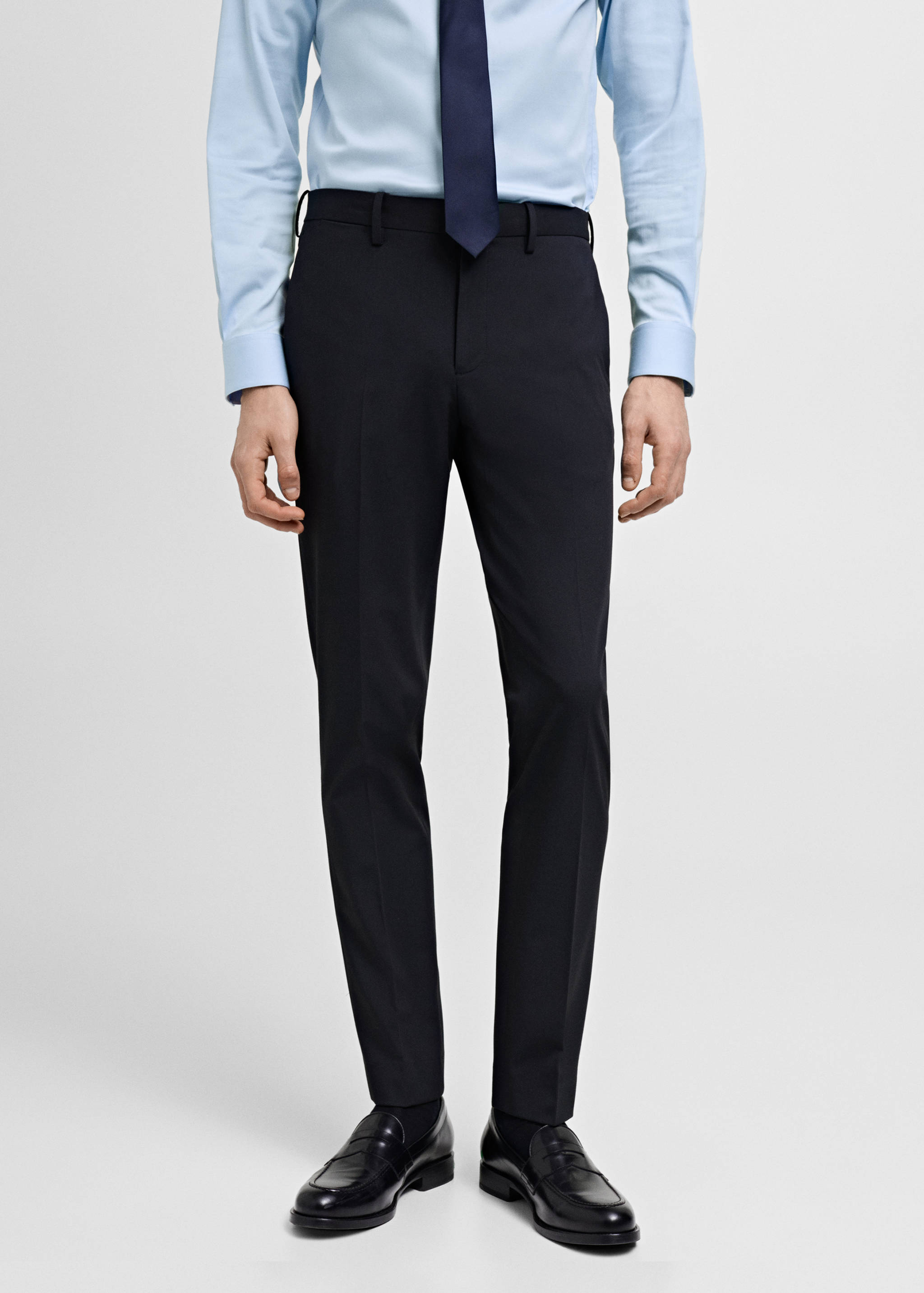 Stretch fabric super slim-fit suit trousers - Medium plane