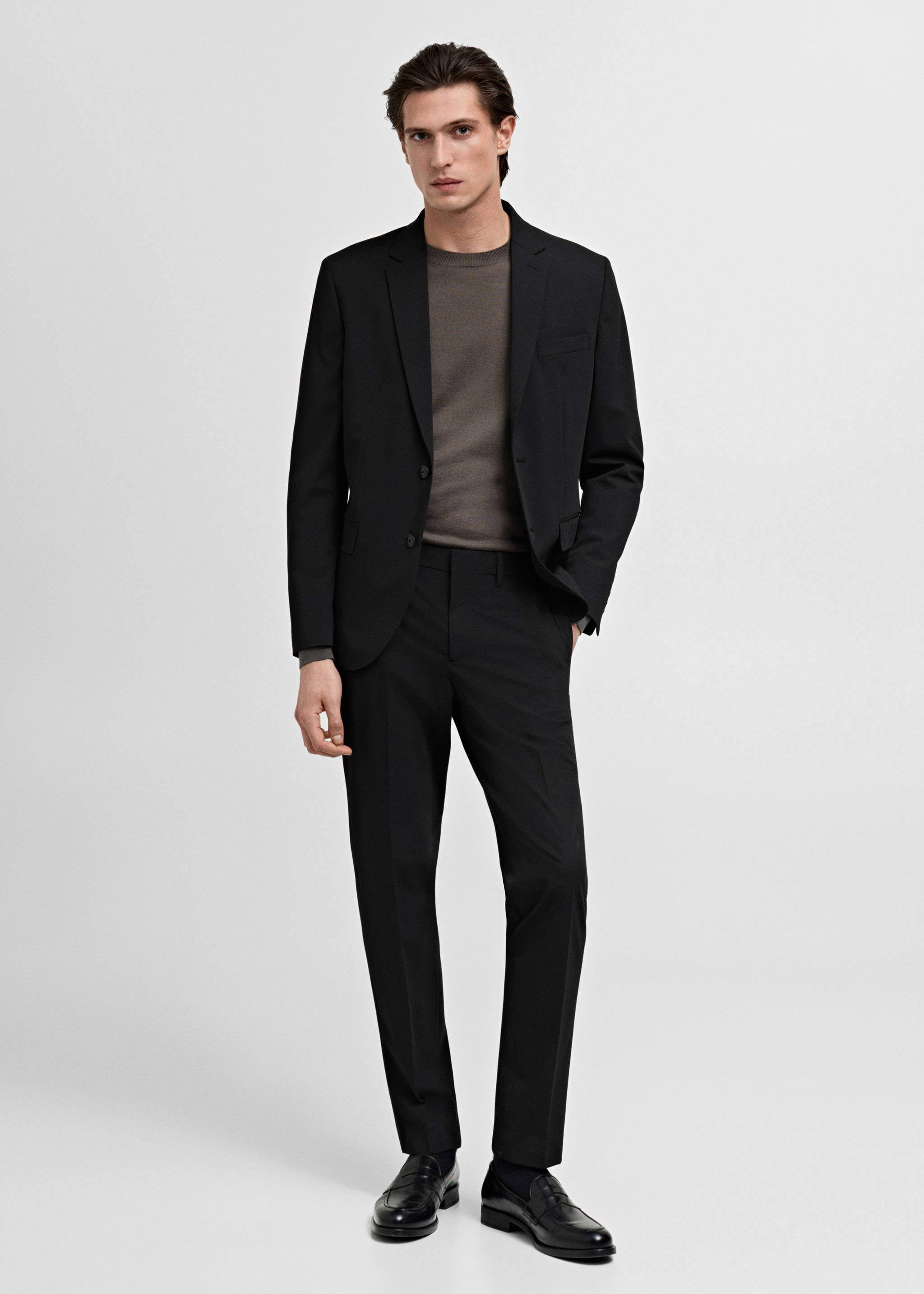 Stretch fabric super slim-fit suit trousers - General plane