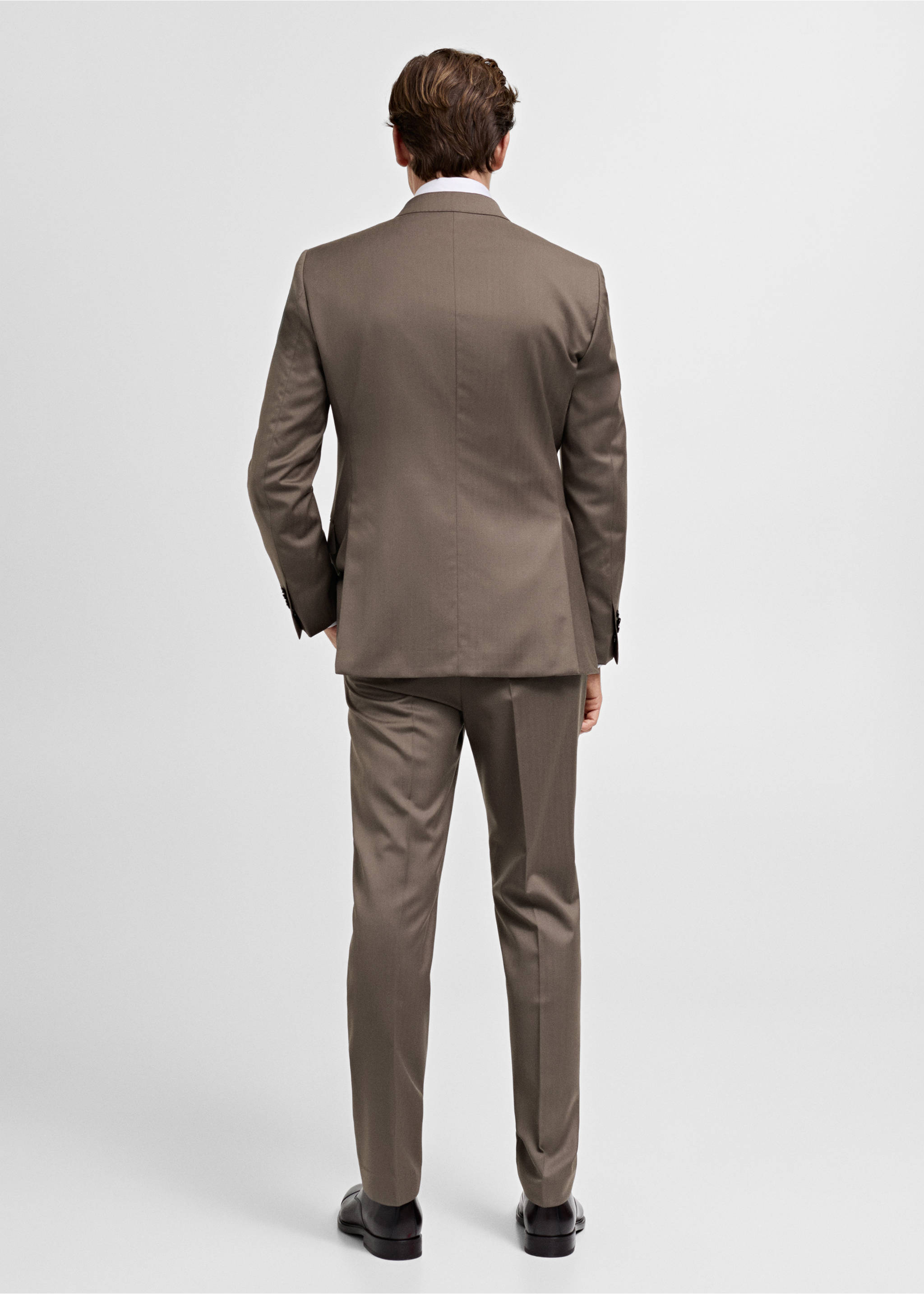 100% wool double-breasted herringbone suit jacket - Reverse of the article, Medium Brown. Ref: 87020589-00.