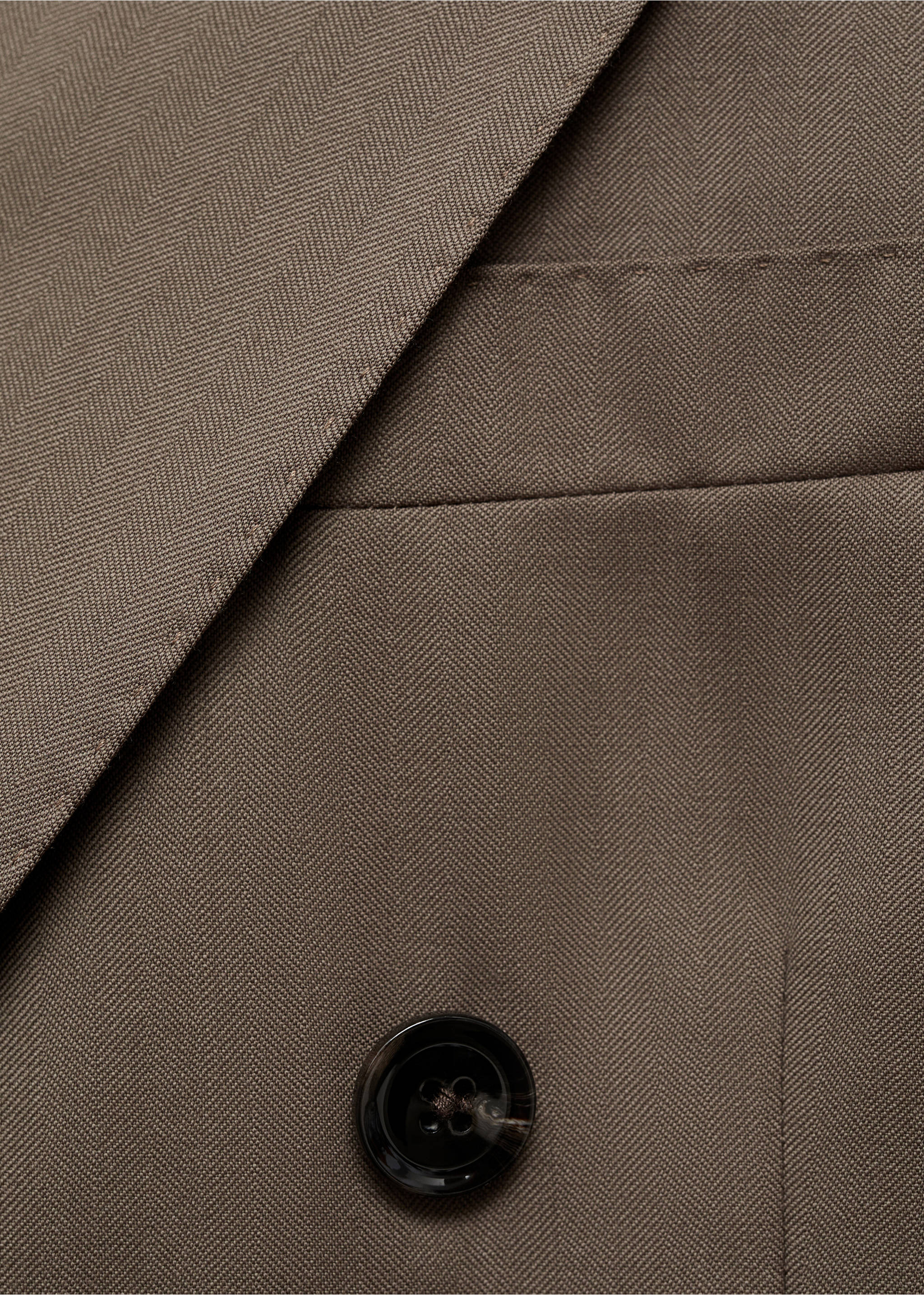 100% wool double-breasted herringbone suit jacket - Details of the article 8, Medium Brown. Ref: 87020589-00.