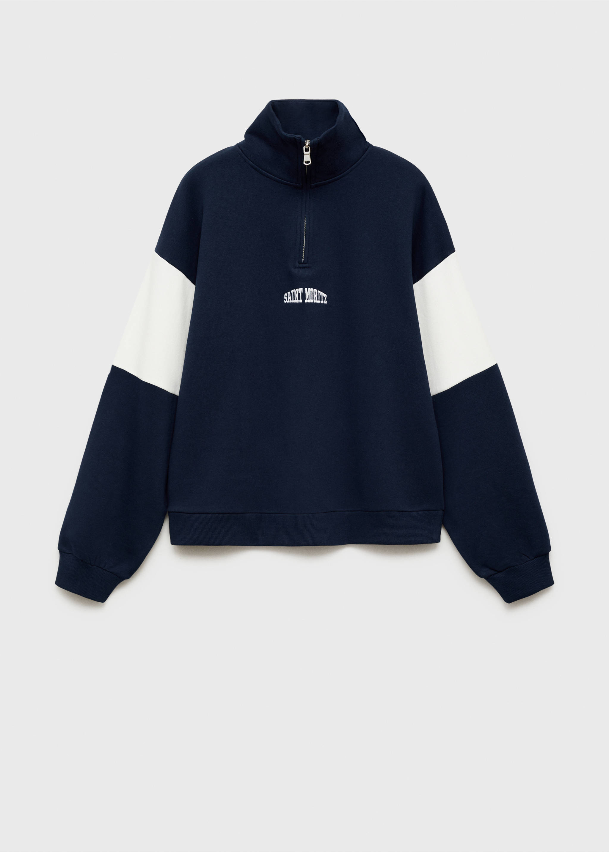 Sweatshirt mit Zip und Schriftzug - Artikel ohne Model, Dunkles Marineblau. Ref: 87020595-00.