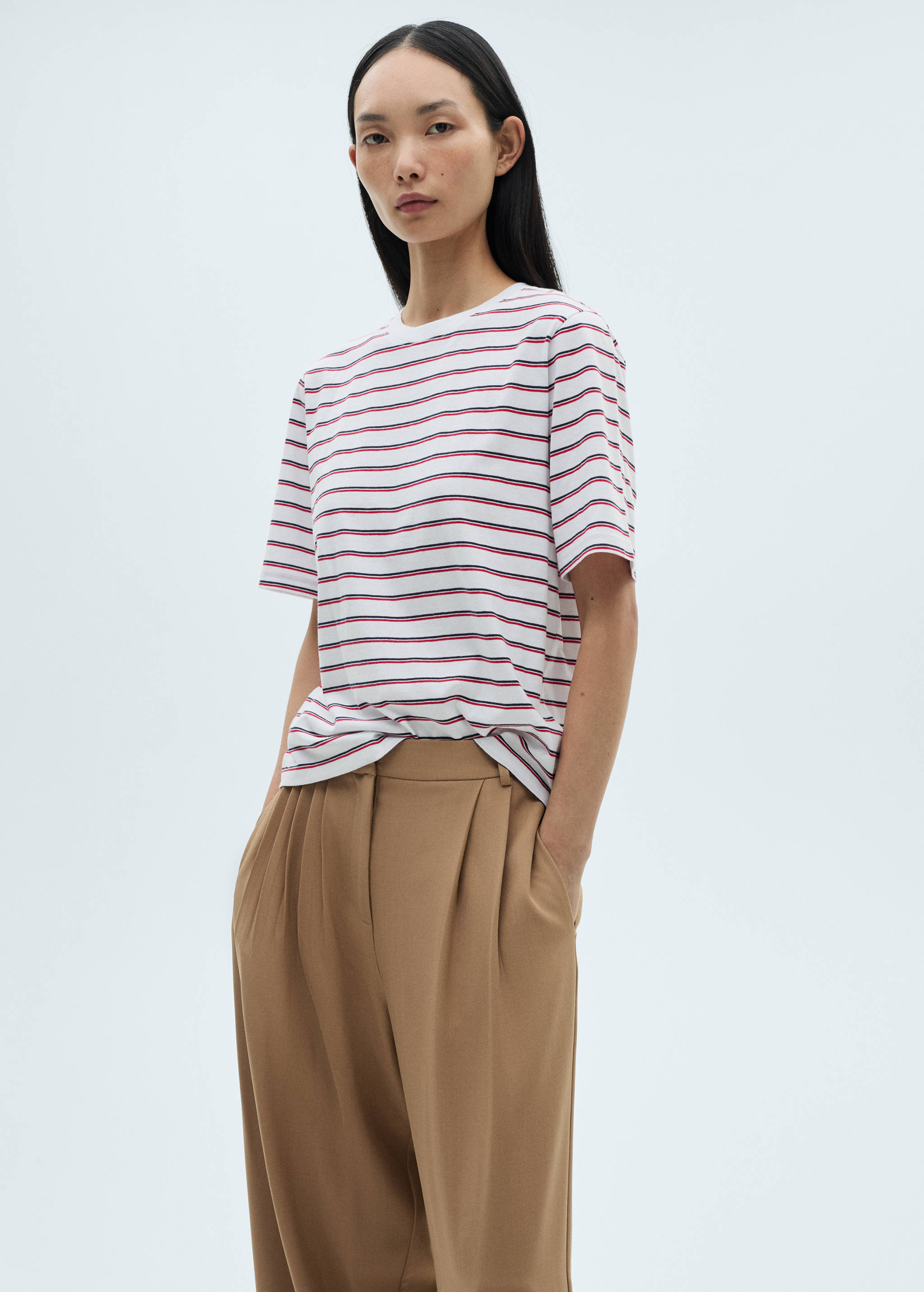 Striped cotton T-shirt - Medium plane