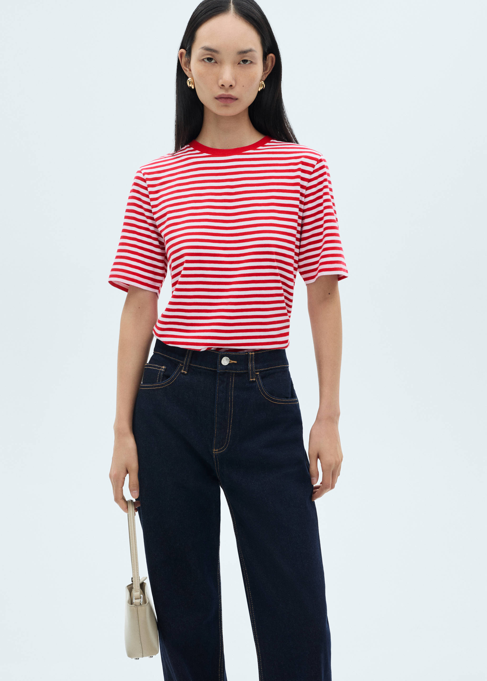 Striped cotton T-shirt - Medium plane