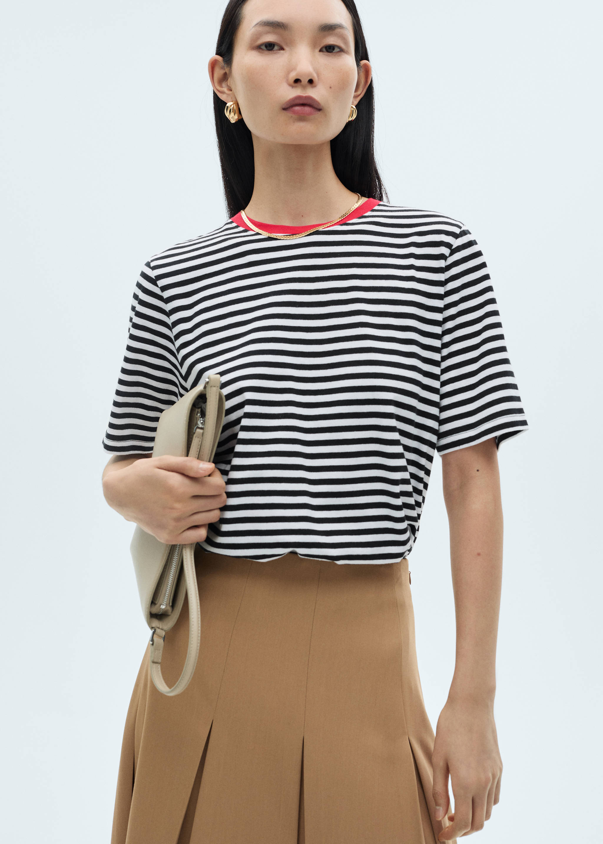 Striped cotton T-shirt - Medium plane